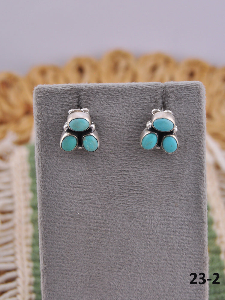Southwest Handmade Kingman Turquoise & Sterling Silver Post Earrings