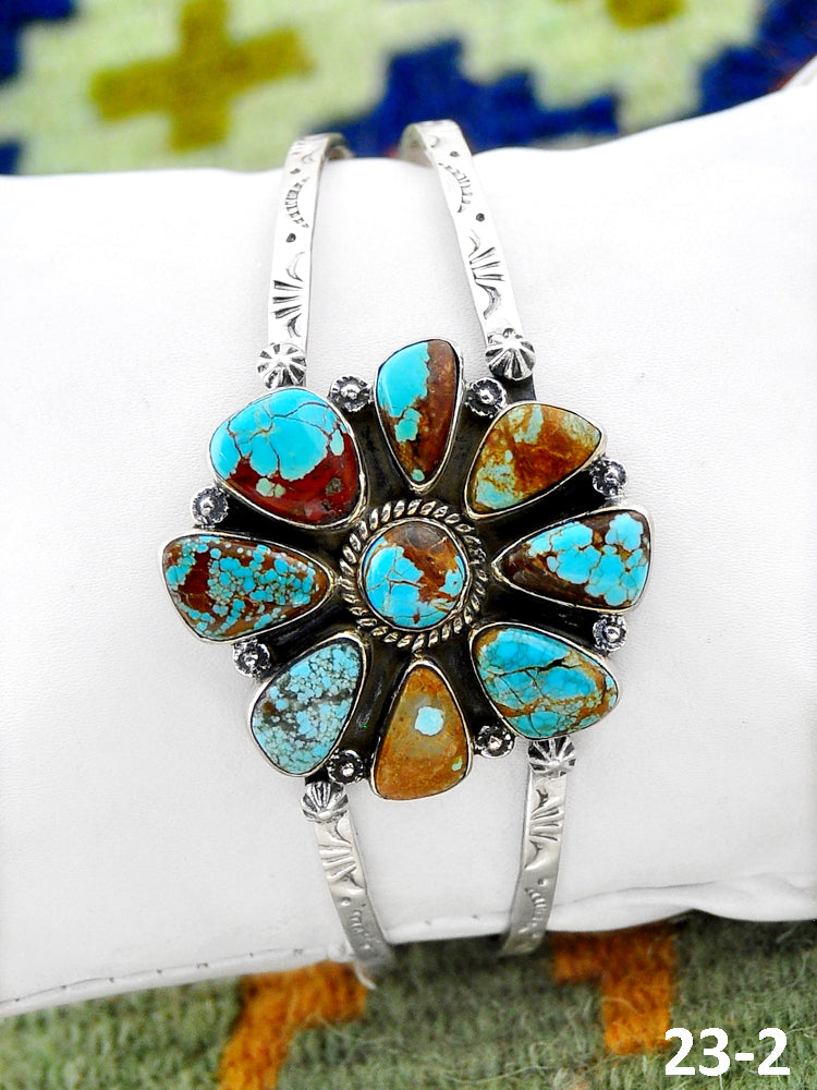 Southwest Handmade #8 Turquoise & Sterling Silver Cuff Bracelet