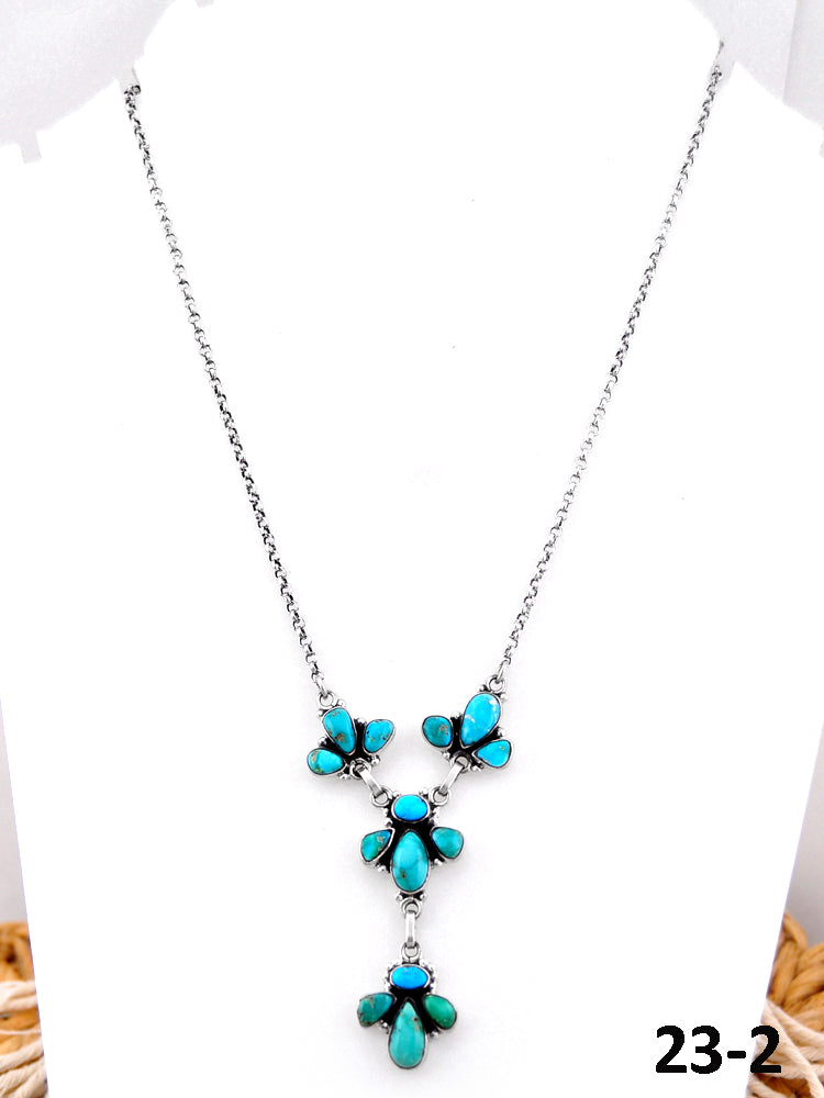 Southwest Handmade Emerald Valley with White Water Turquoise & Sterling Silver Necklace