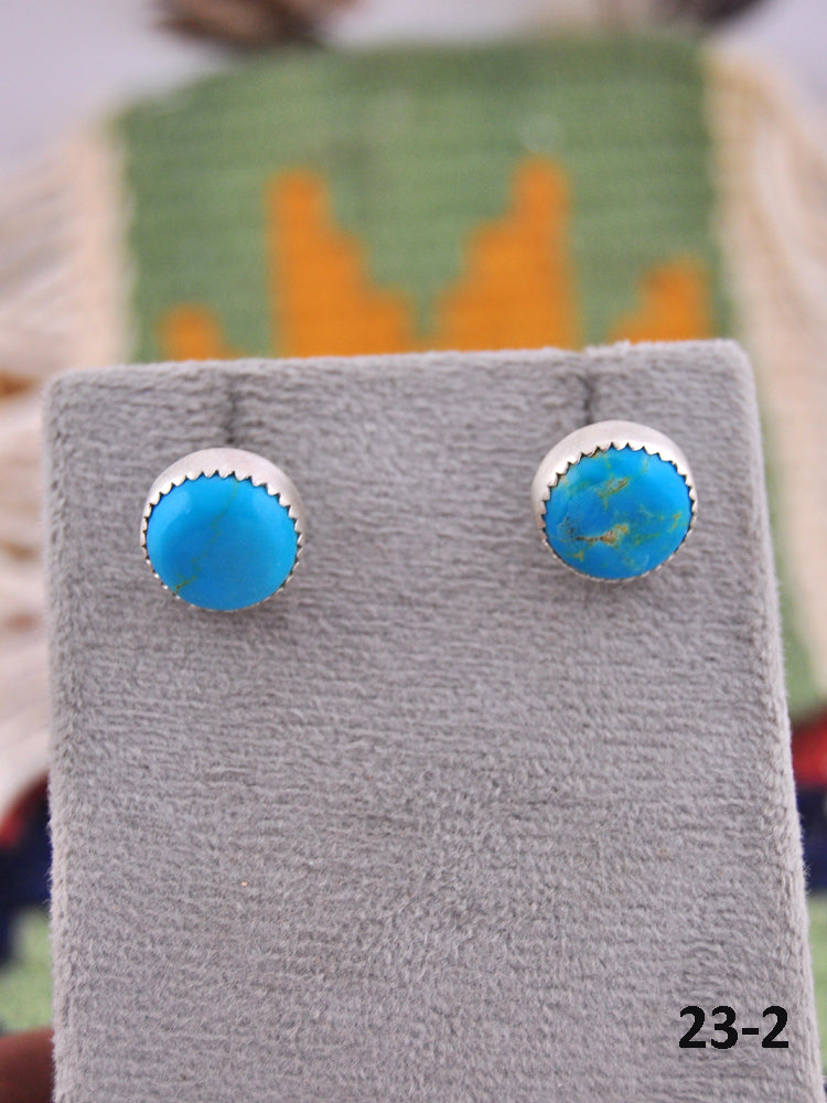 Southwest Made Kingman Turquoise & Sterling Silver Post Earrings