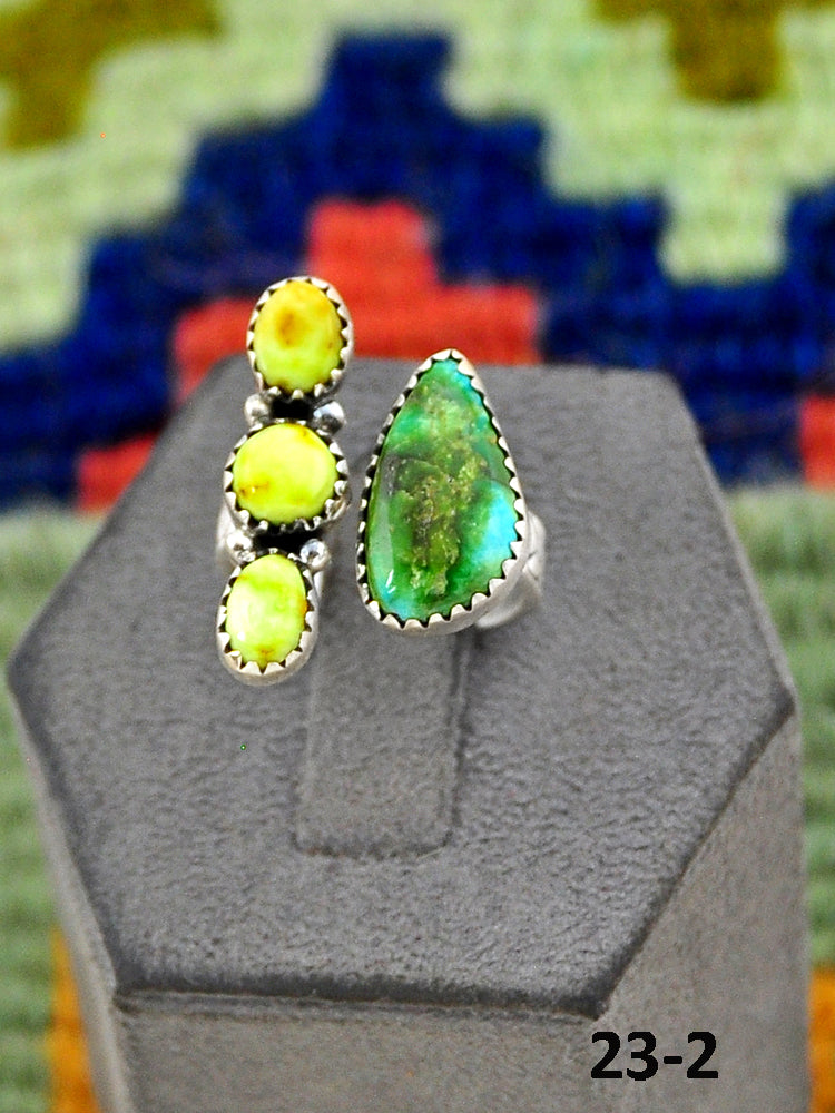 Southwest Made Sonoran Mountain Turquoise with Palomino & Sterling Silver Adjustable Ring