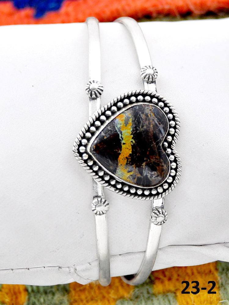Southwest Handmade Black Jack Turquoise & Sterling Silver Cuff Bracelet