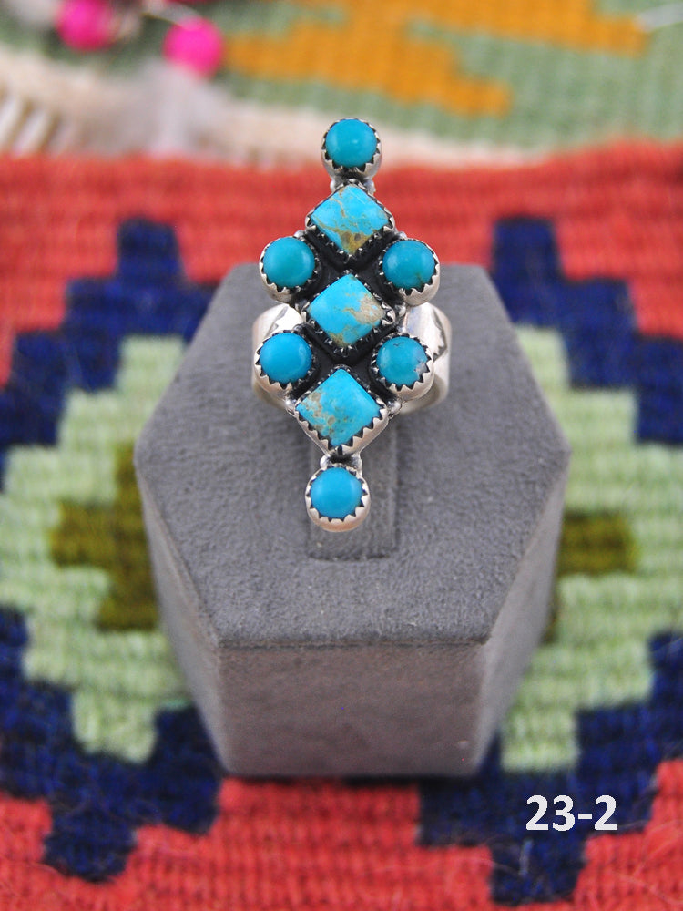 Southwest Made Kingman Turquoise & Sterling Silver Adjustable Ring