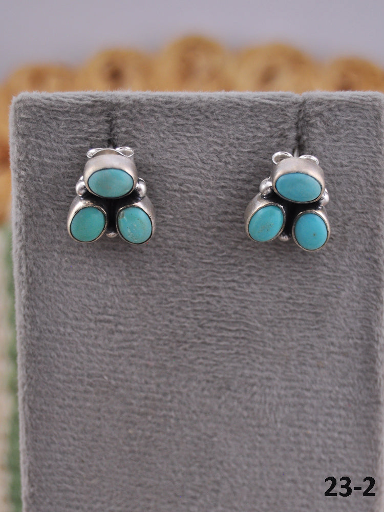 Southwest Handmade Kingman Turquoise & Sterling Silver Post Earrings