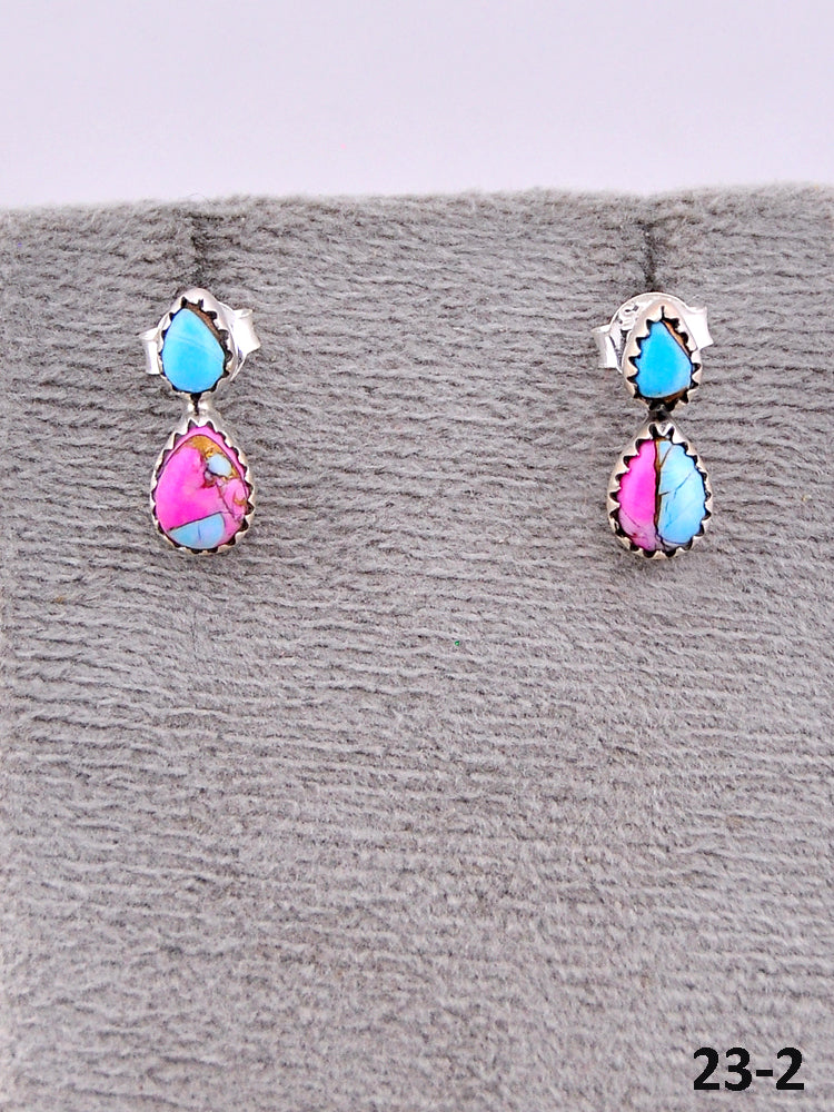 Southwest Made Cotton Candy Turquoise & Sterling Silver Post Earrings
