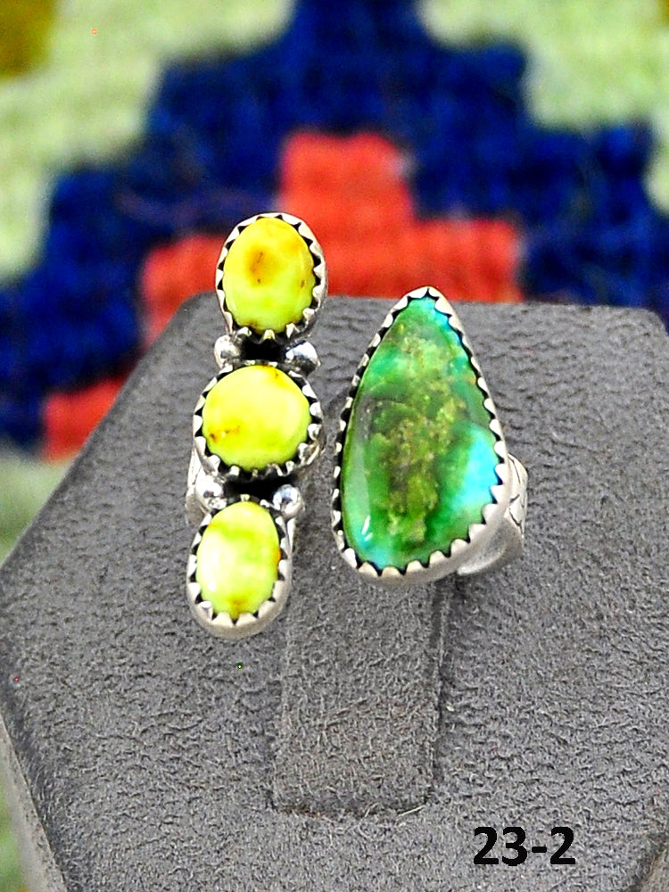 Southwest Made Sonoran Mountain Turquoise with Palomino & Sterling Silver Adjustable Ring