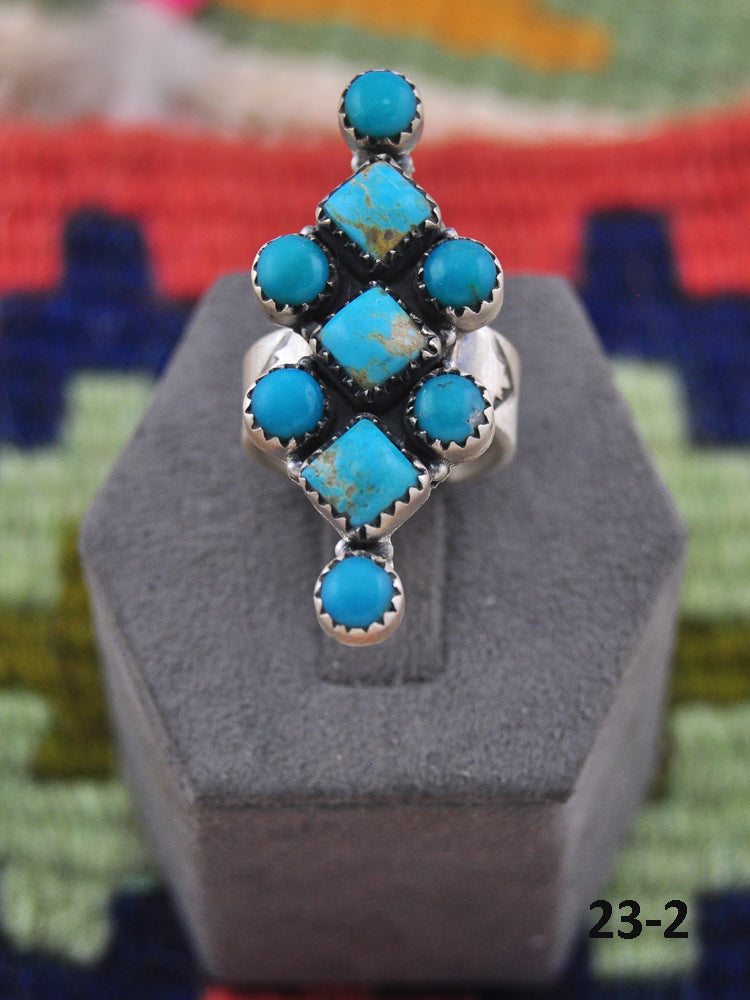 Southwest Made Kingman Turquoise & Sterling Silver Adjustable Ring