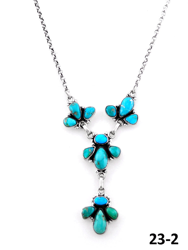 Southwest Handmade Emerald Valley with White Water Turquoise & Sterling Silver Necklace