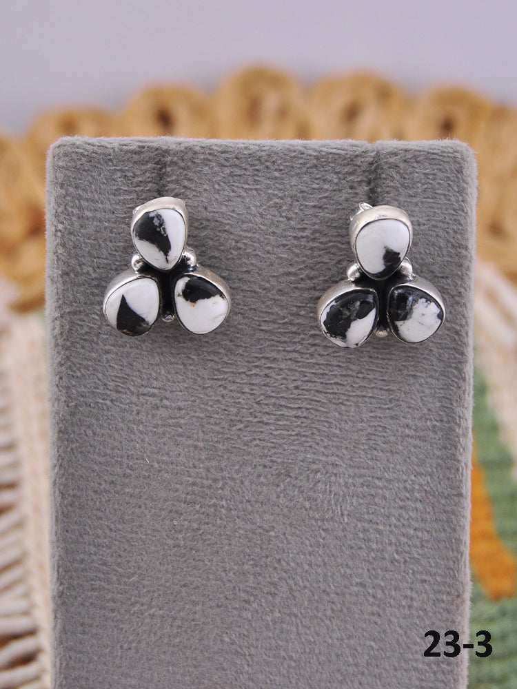 Southwest Handmade White Buffalo & Sterling Silver Post Earrings