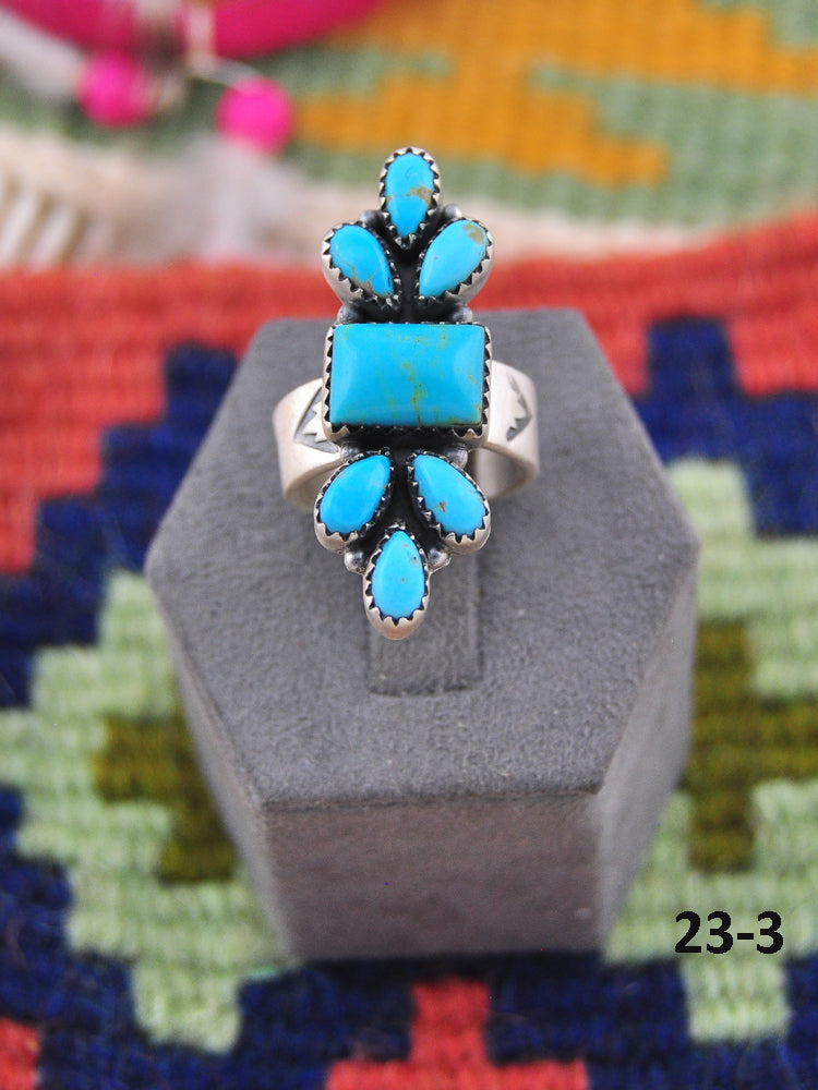 Southwest Made Kingman Turquoise & Sterling Silver Adjustable Ring
