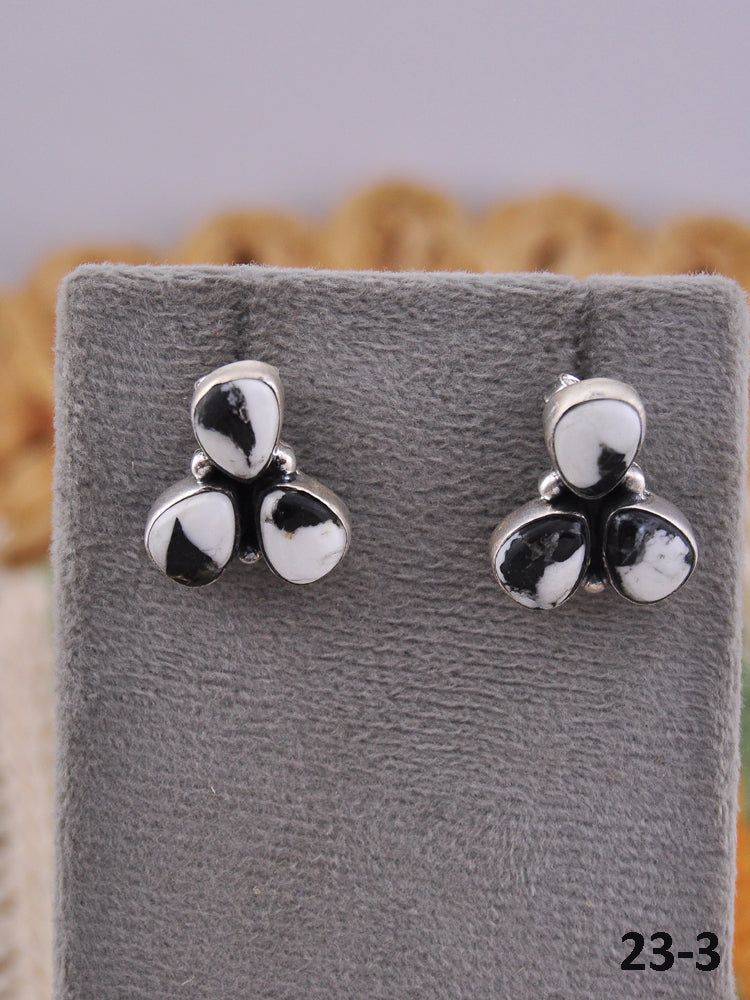 Southwest Handmade White Buffalo & Sterling Silver Post Earrings