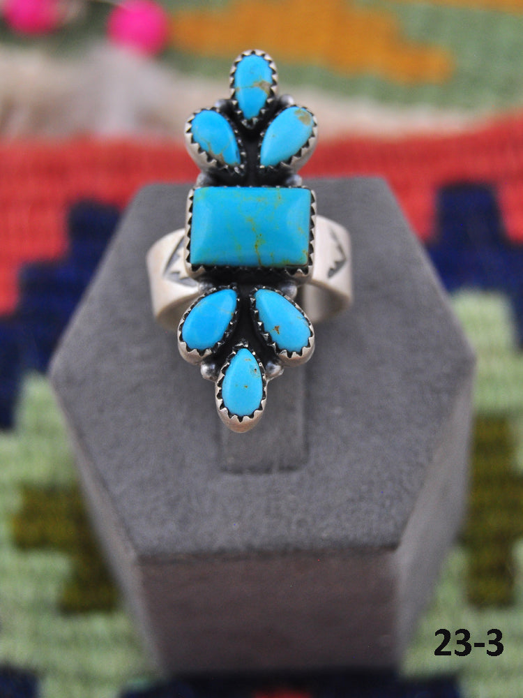 Southwest Made Kingman Turquoise & Sterling Silver Adjustable Ring