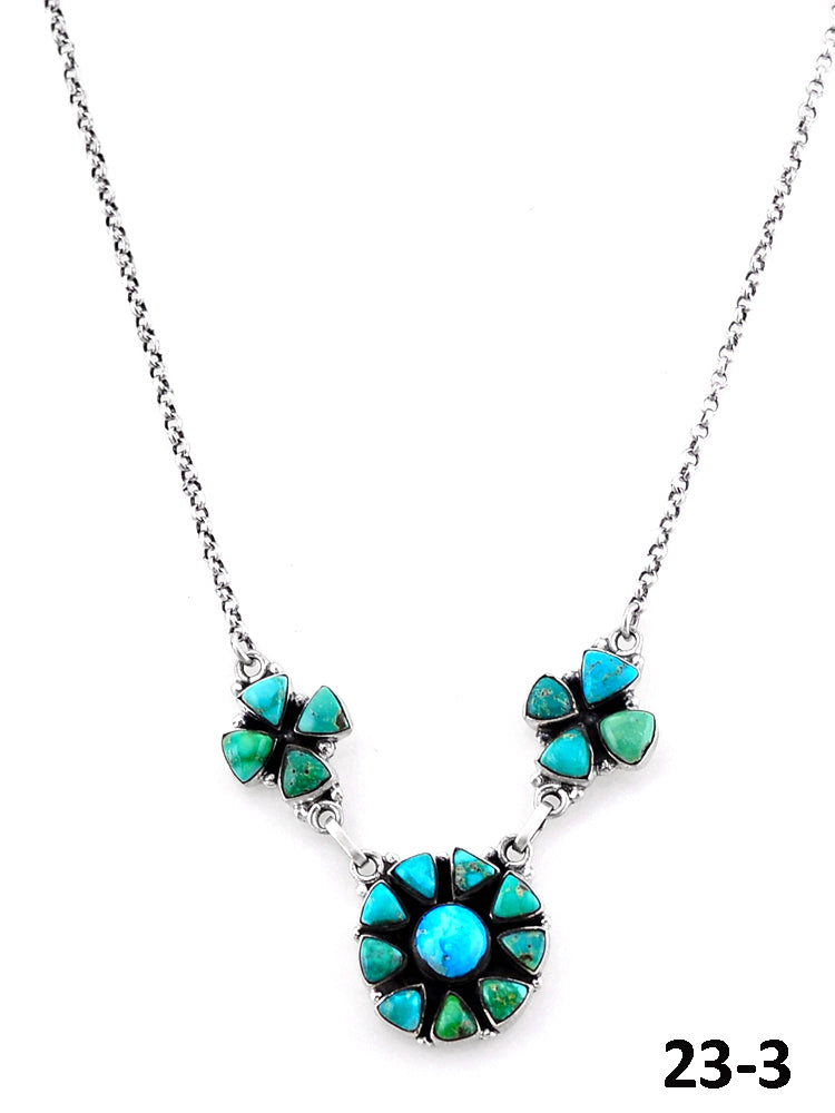 Southwest Handmade Emerald Valley with White Water Turquoise & Sterling Silver Necklace