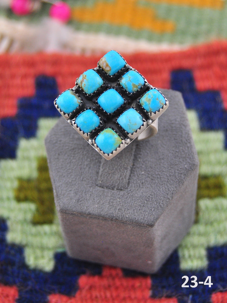 Southwest Made Kingman Turquoise & Sterling Silver Adjustable Ring