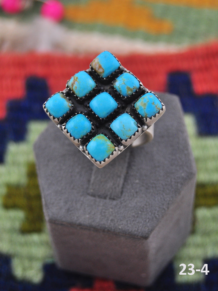 Southwest Made Kingman Turquoise & Sterling Silver Adjustable Ring