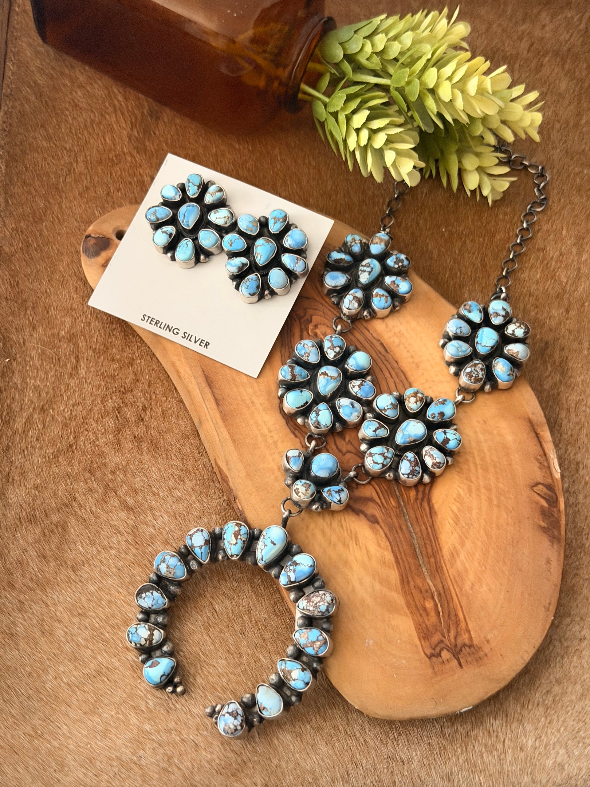 Sheila Becenti Golden Hill’s Turquoise & Sterling Silver Necklace Set