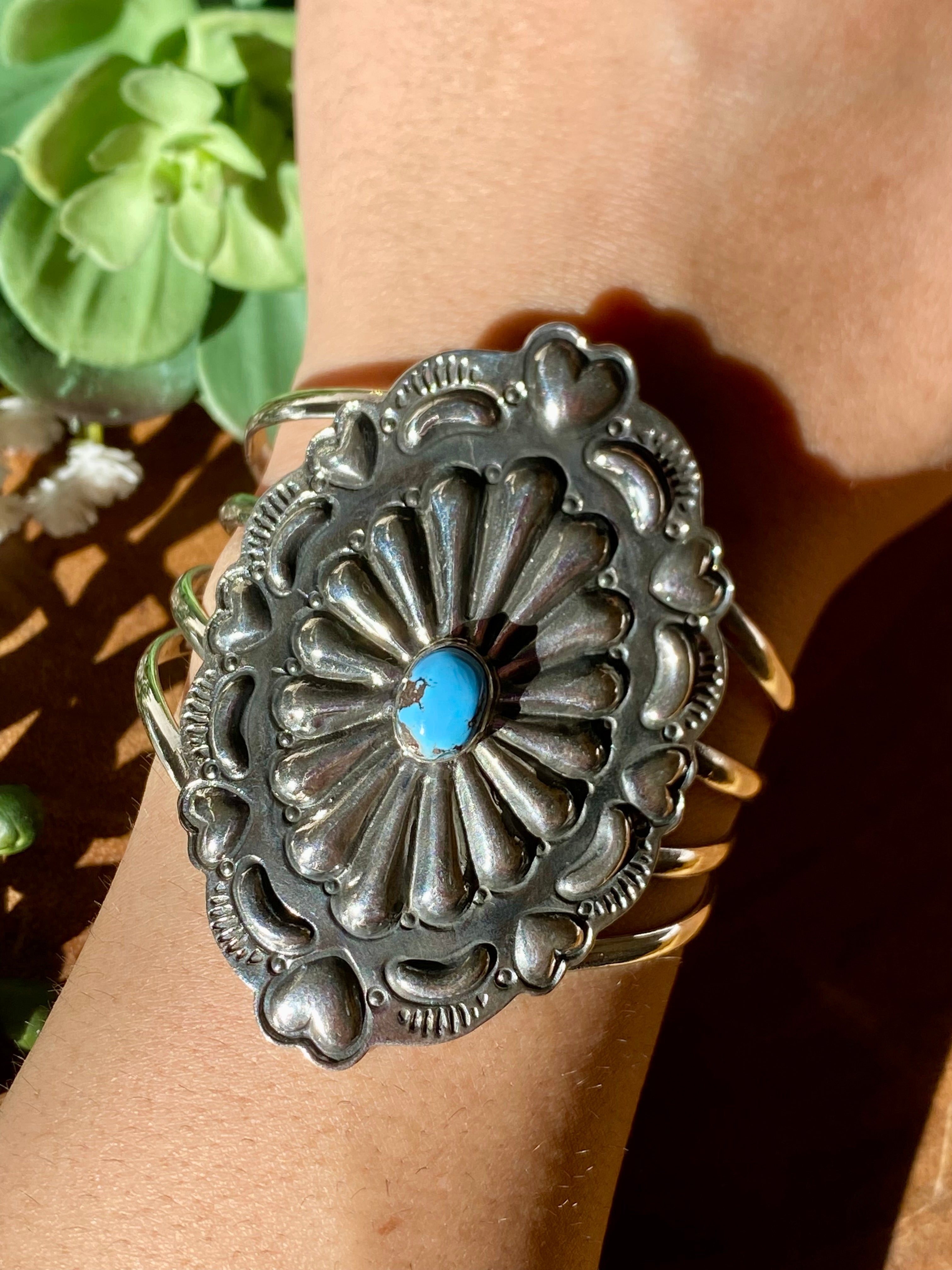 Southwest Handmade Golden Hills Turquoise & Sterling Silver Cuff Bracelet