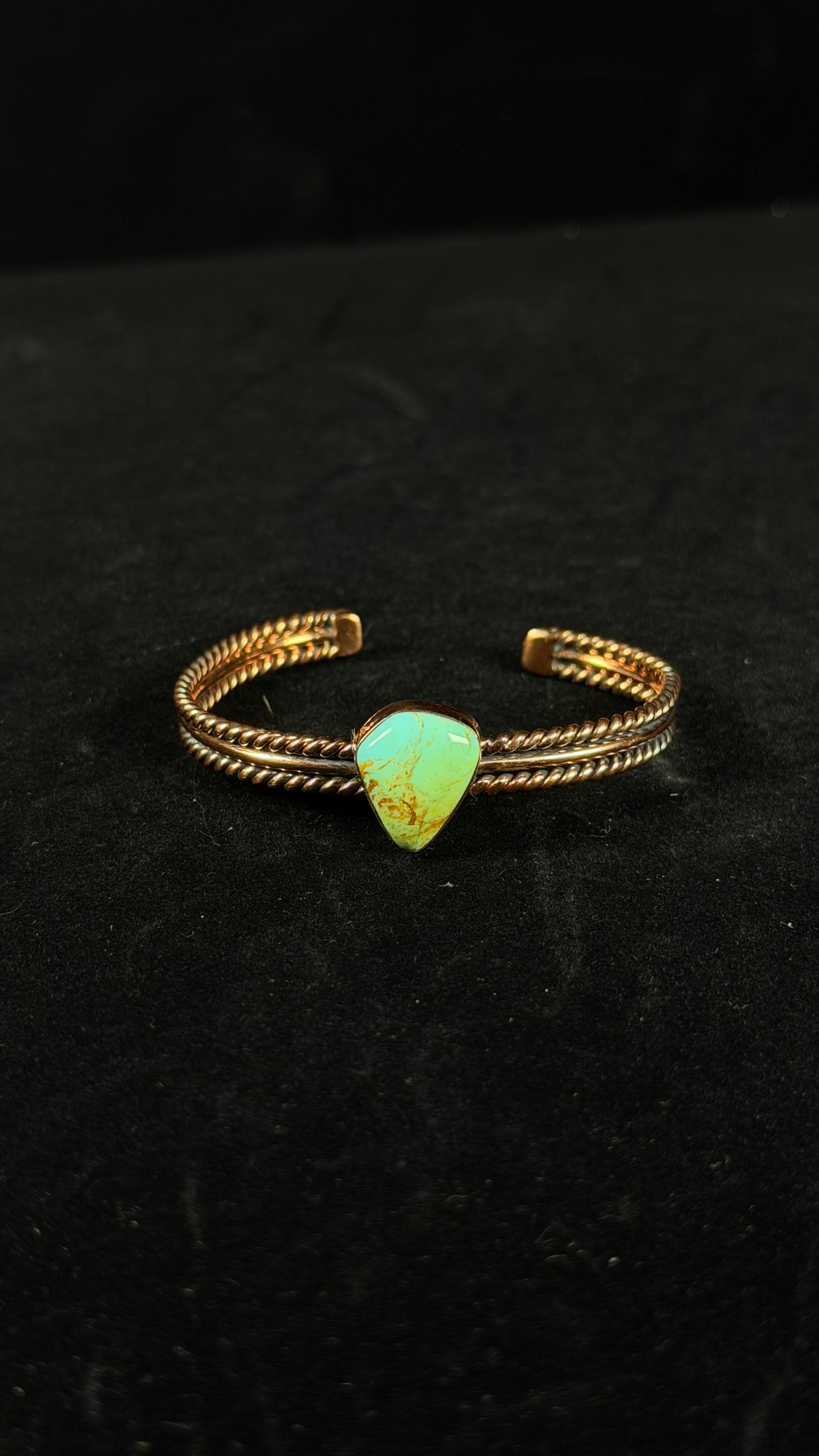 Navajo Made Kingman Turquoise & Copper Cuff Bracelet
