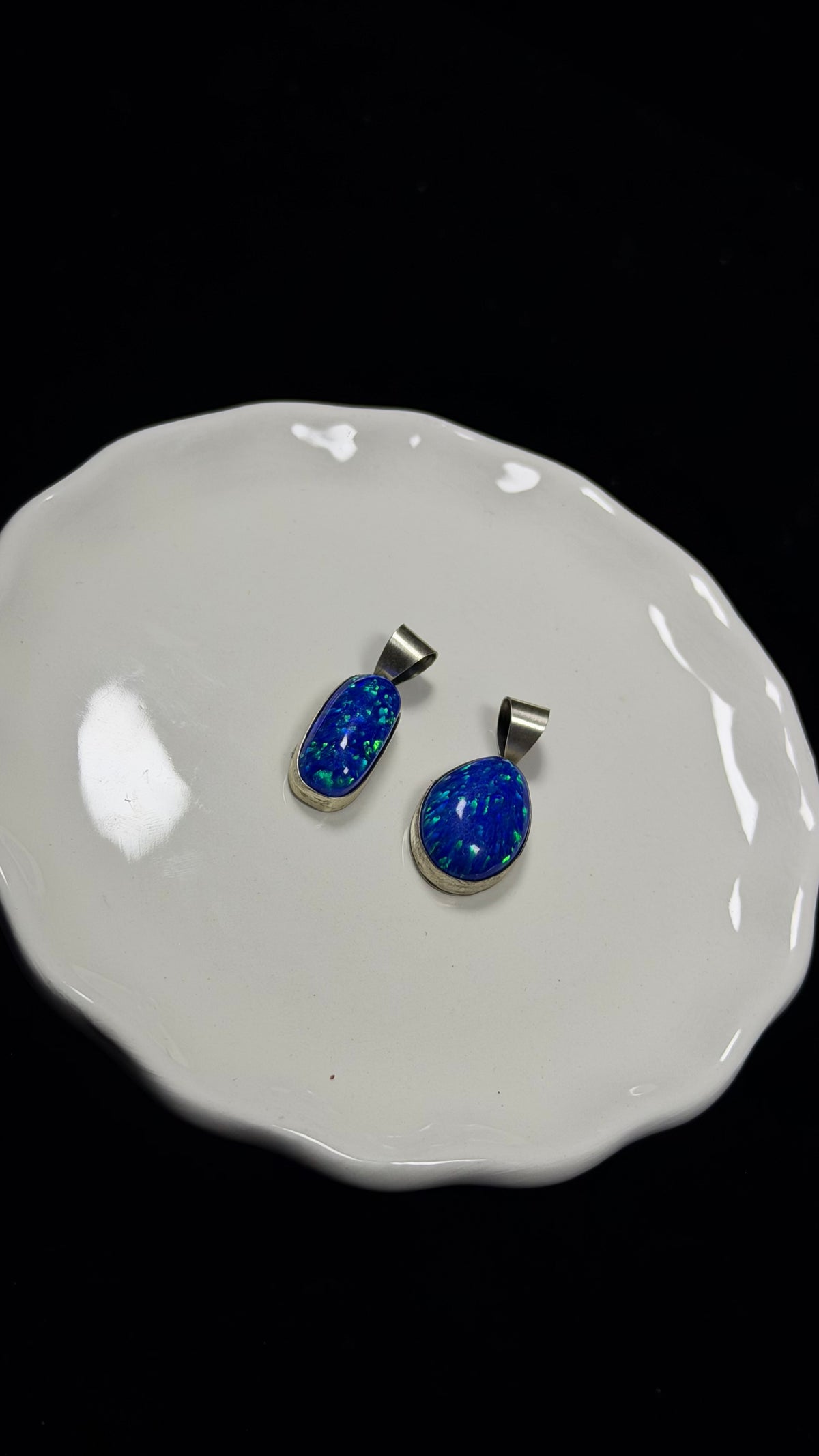 Navajo Made Blue Opal (Man Made) & Sterling Silver Pendant