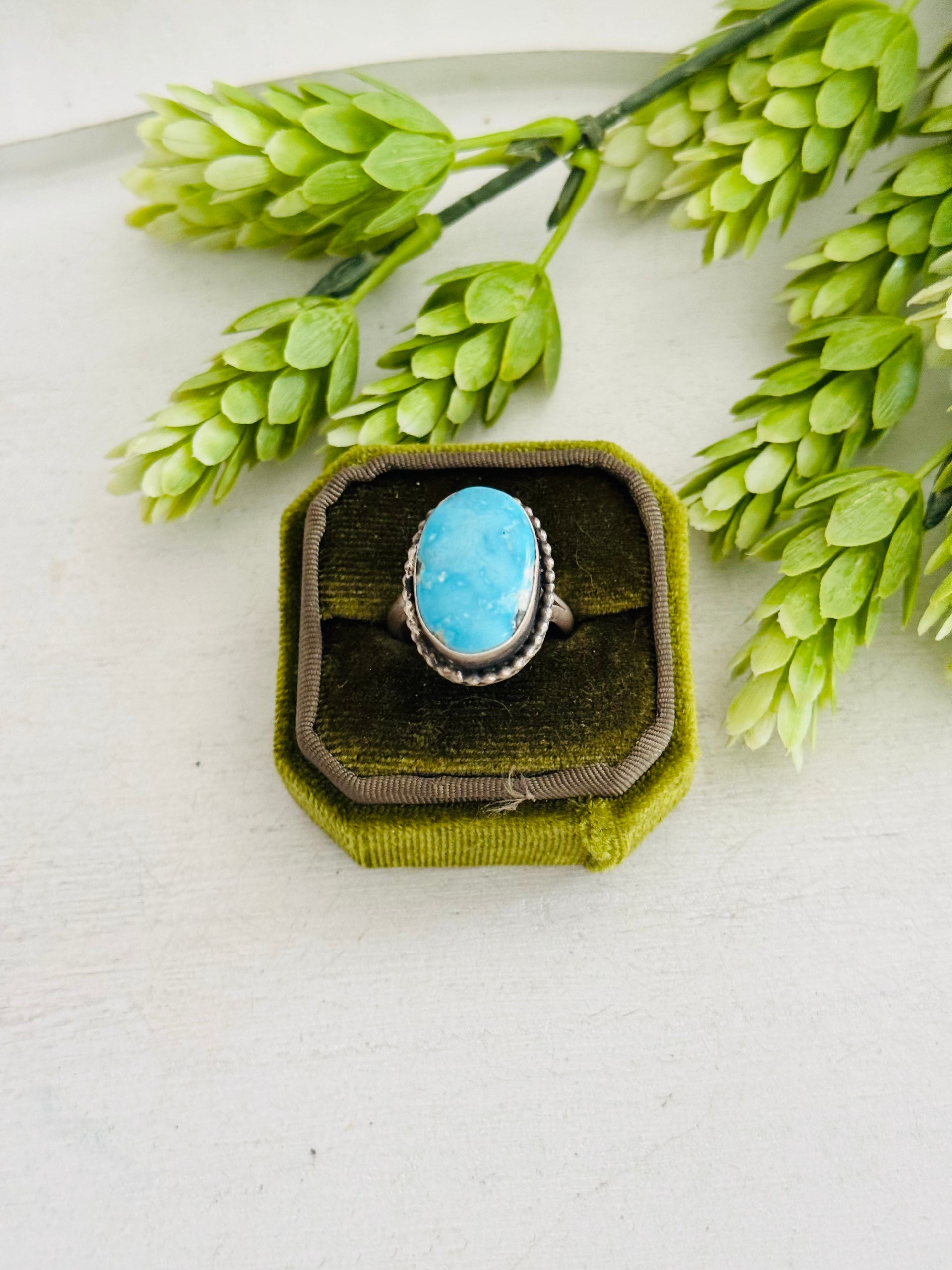 Eli Skeets Blue Ridge Turquoise & Sterling Silver Adjustable Ring