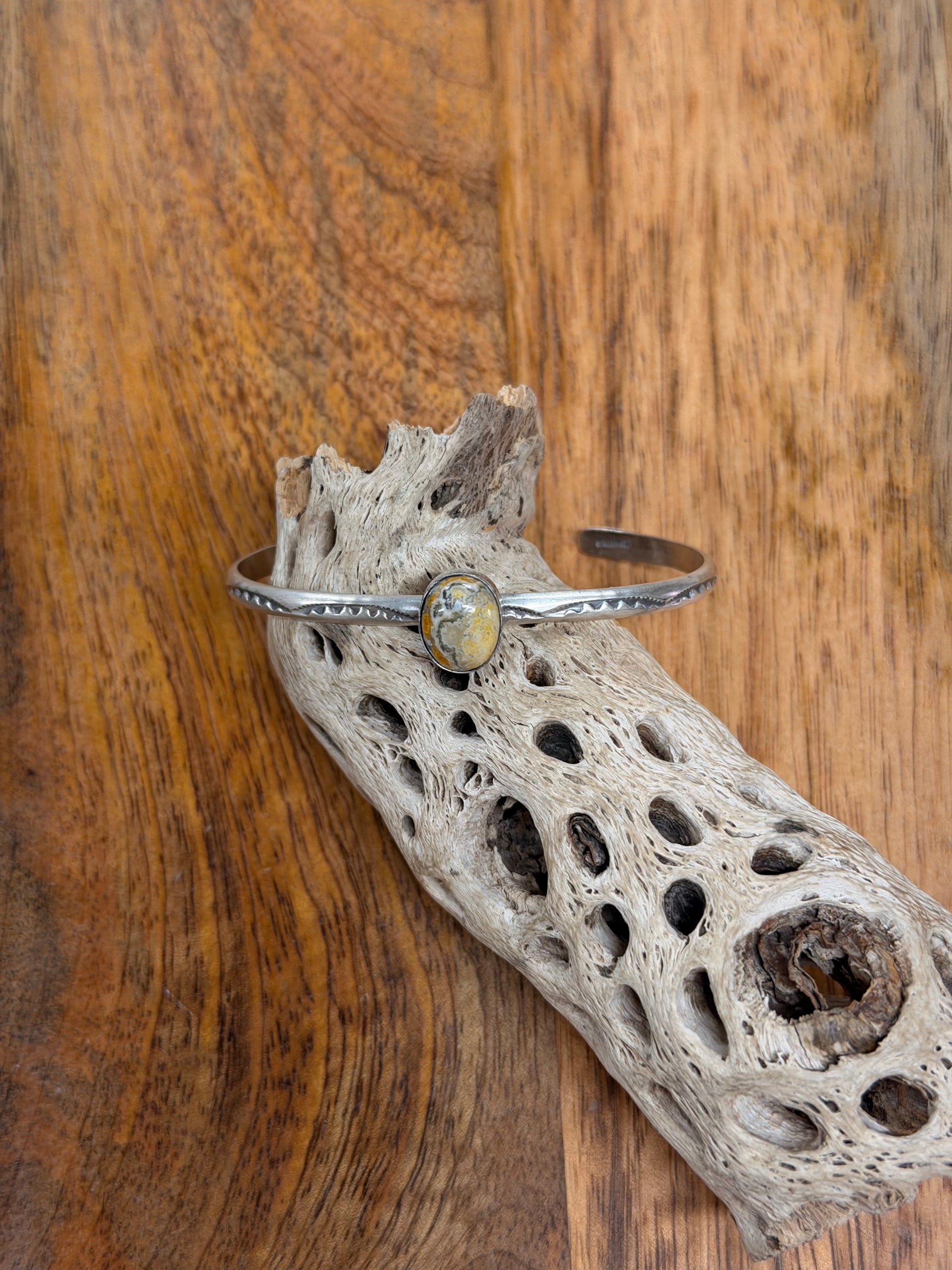 Navajo Made BB Agate & Sterling Silver Cuff Bracelet