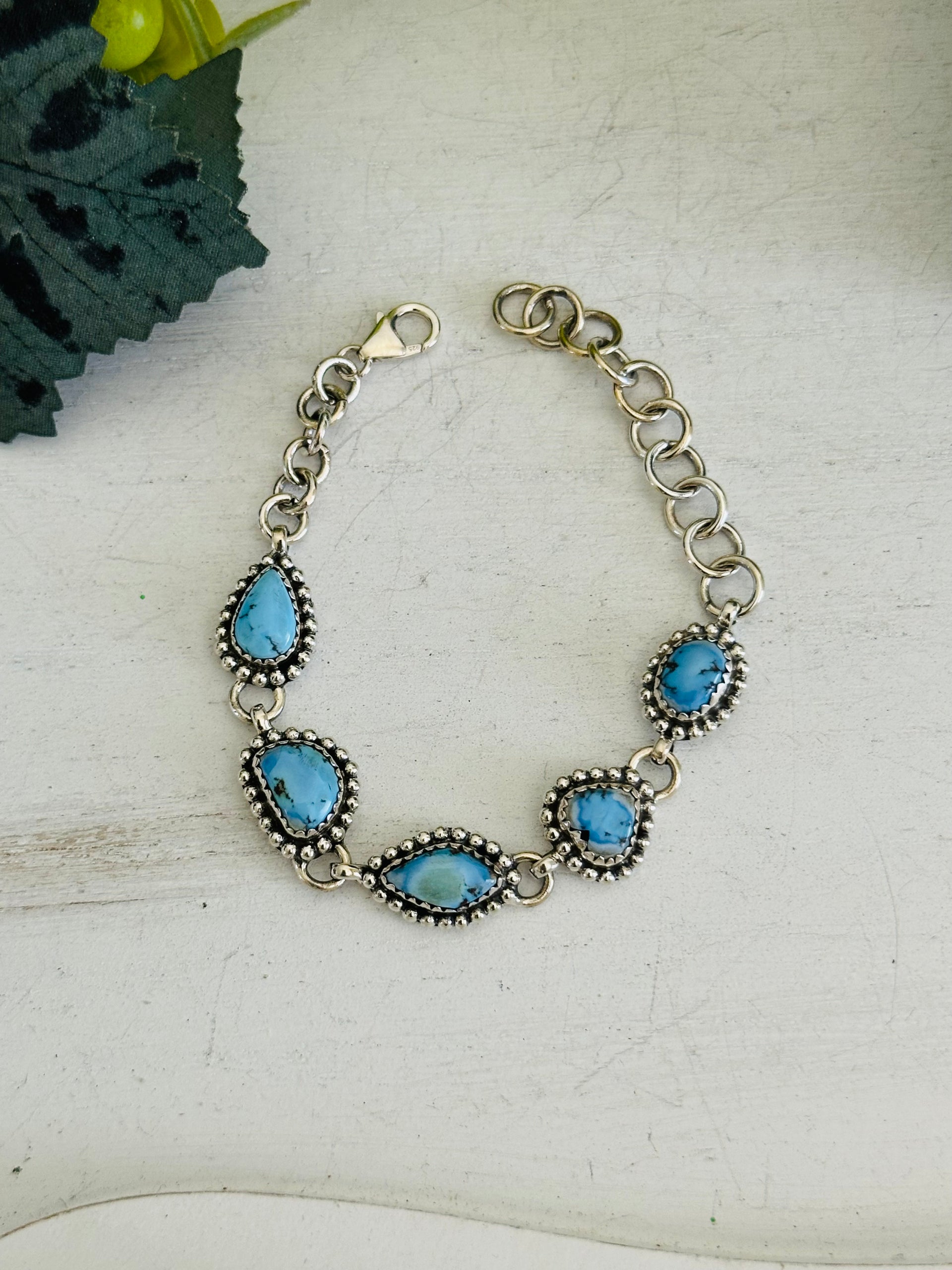 Southwest Made Golden Hills Turquoise & Sterling Silver Bracelet