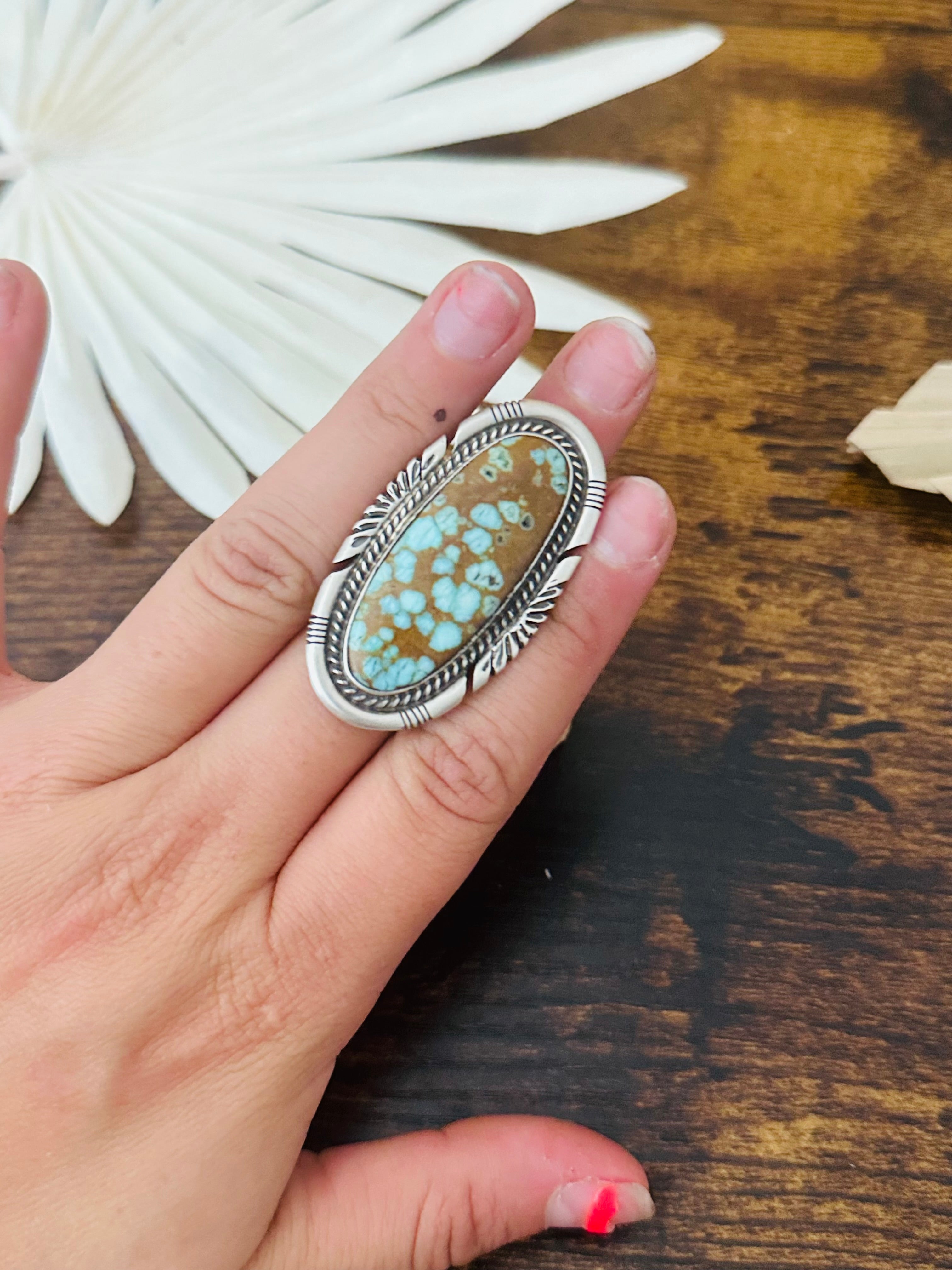 Navajo Number #8 Turquoise & Sterling Silver Ring Size 7