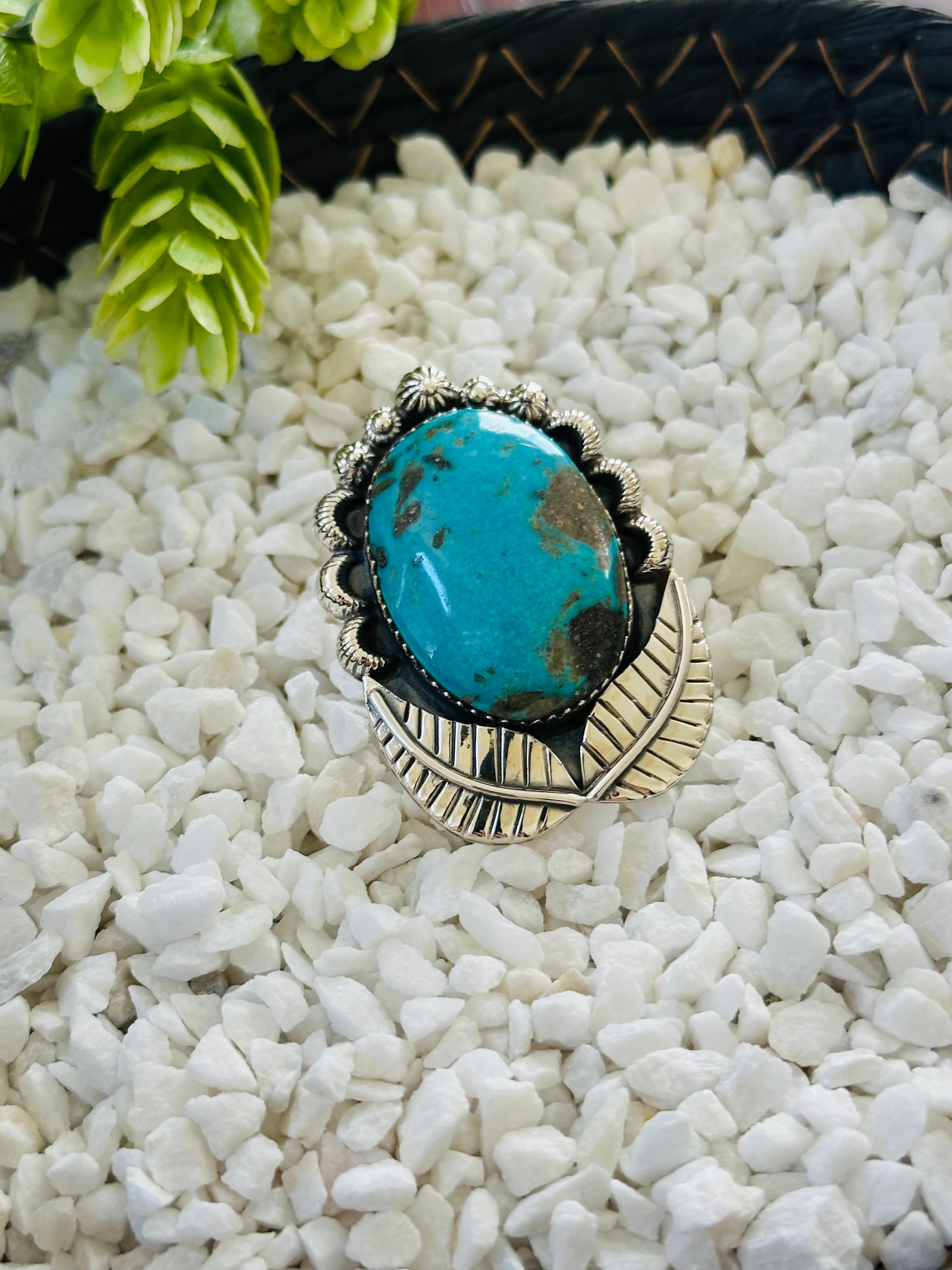 TTD “Retro” Kingman Turquoise & Sterling Silver Adjustable Ring