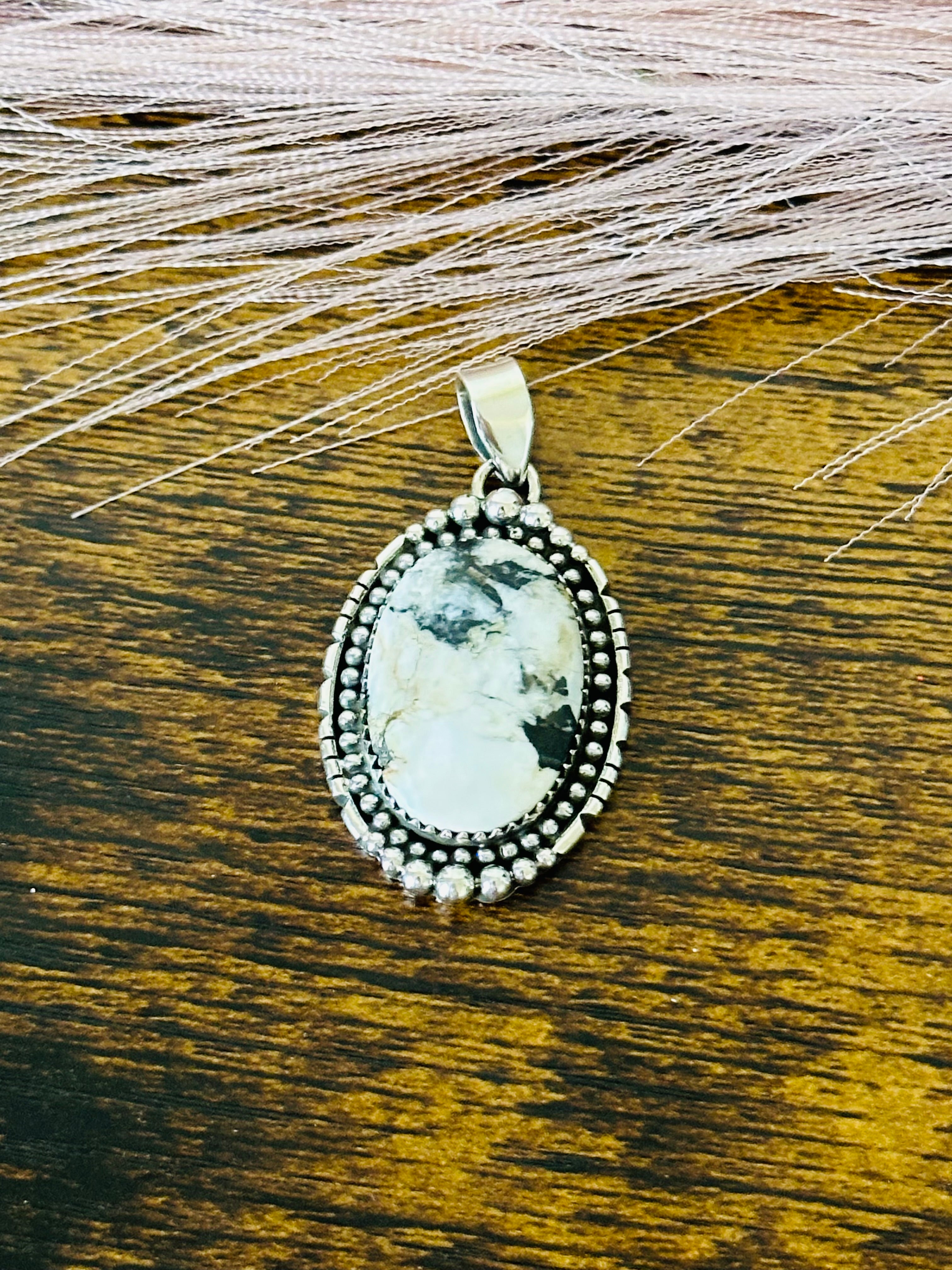 Southwest Handmade White Buffalo & Sterling Silver Pendant