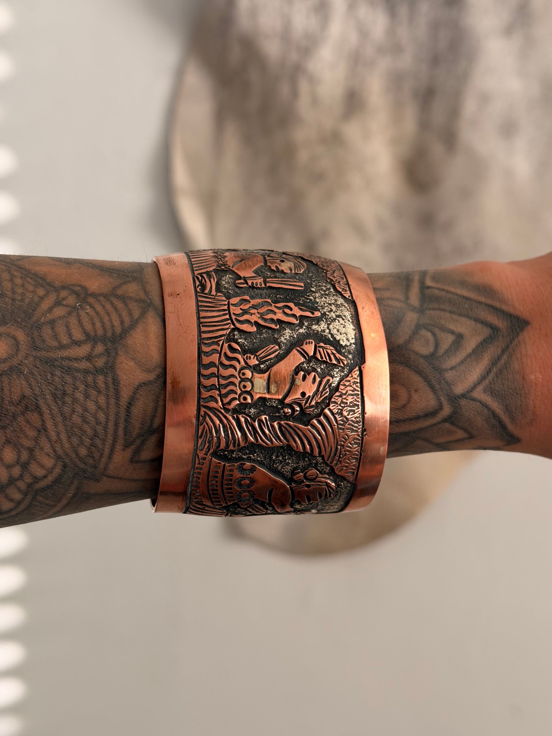 Elaine Becenti Copper Story Teller Cuff Bracelet