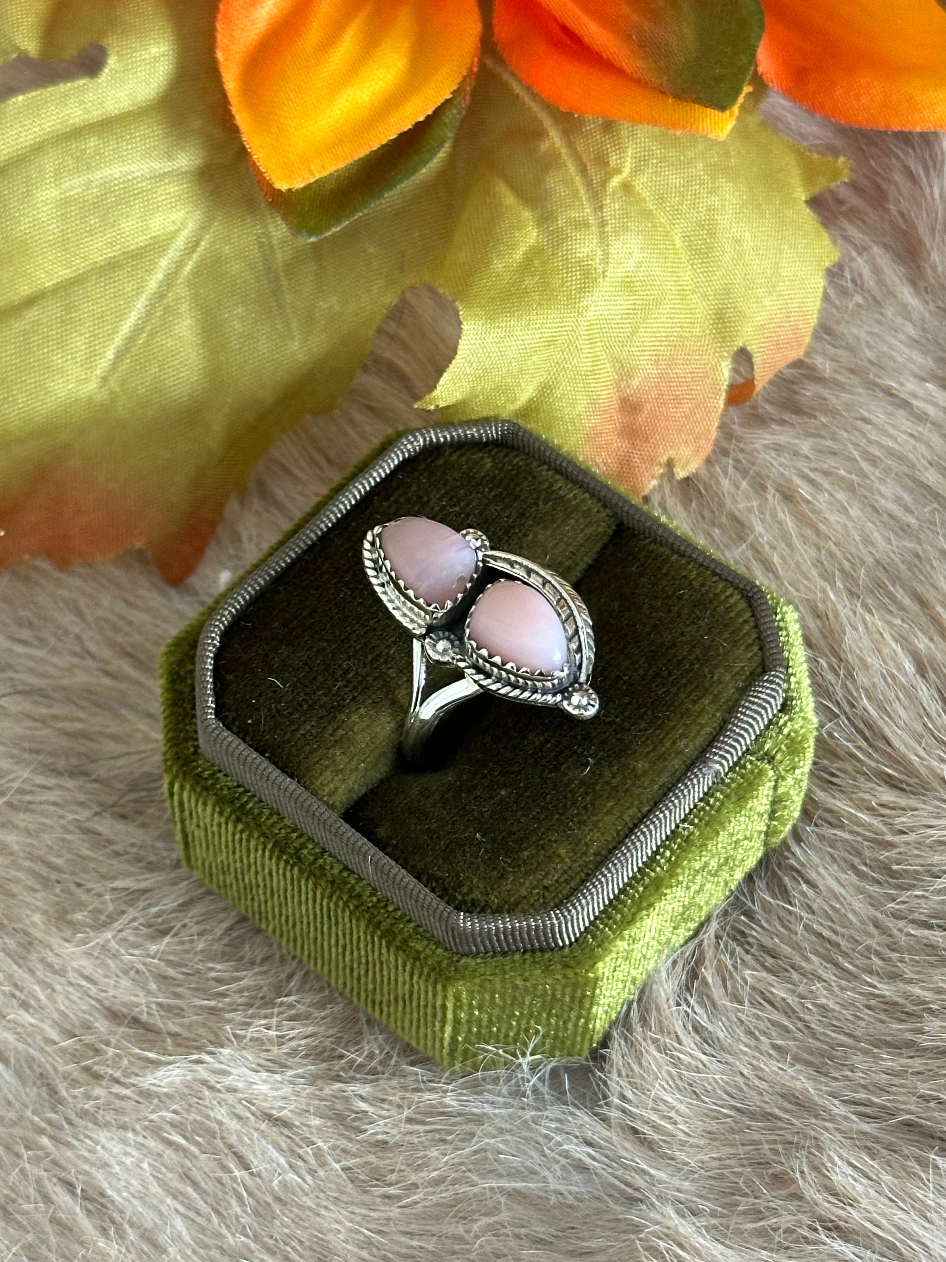 Southwest Handmade Pink Opal & Sterling Silver Ring