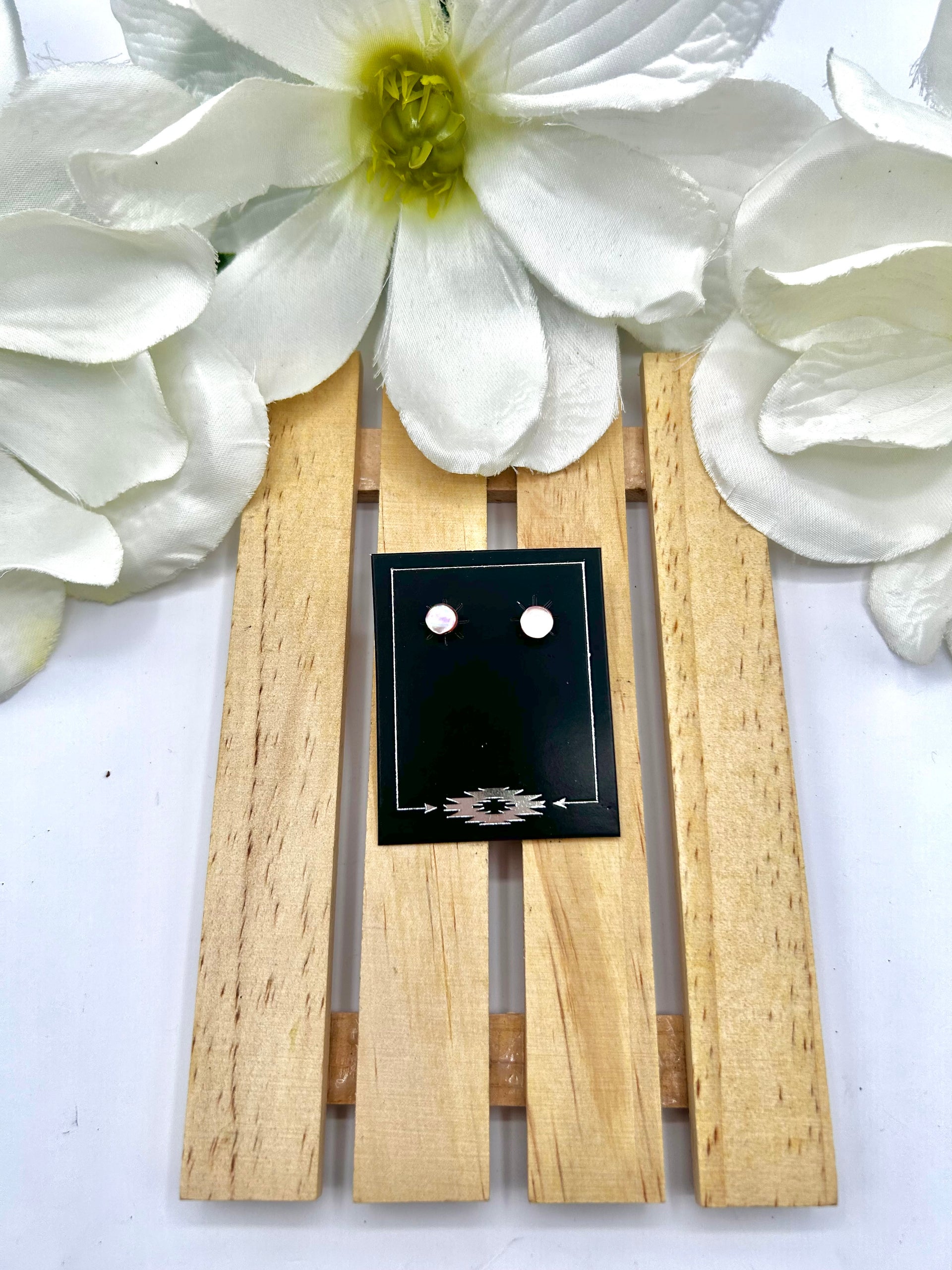 Navajo Made Mother of Pearl & Sterling Silver Post Earrings