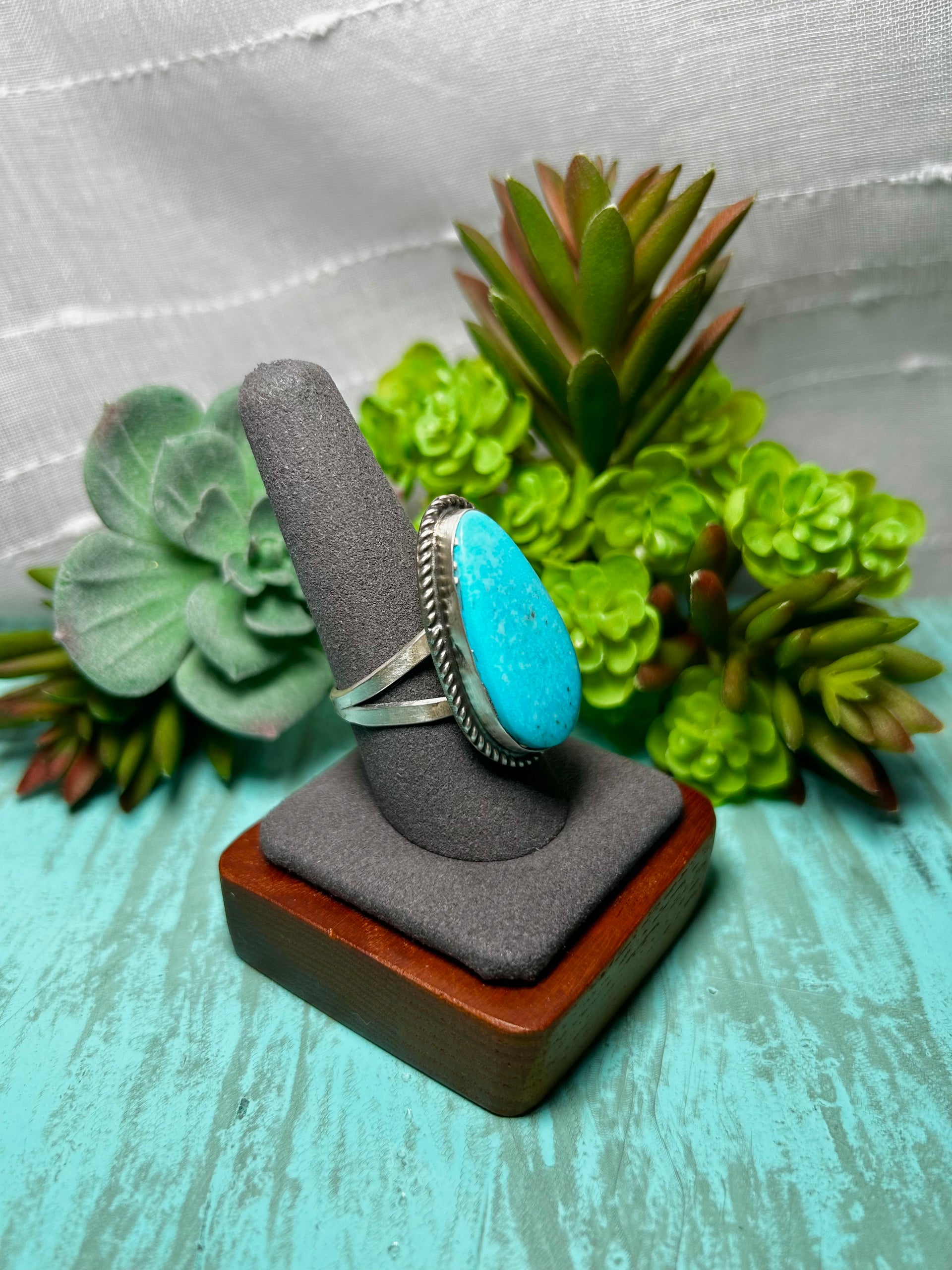 Donovan Nez Kingman Turquoise & Sterling Sliver Adjustable Ring