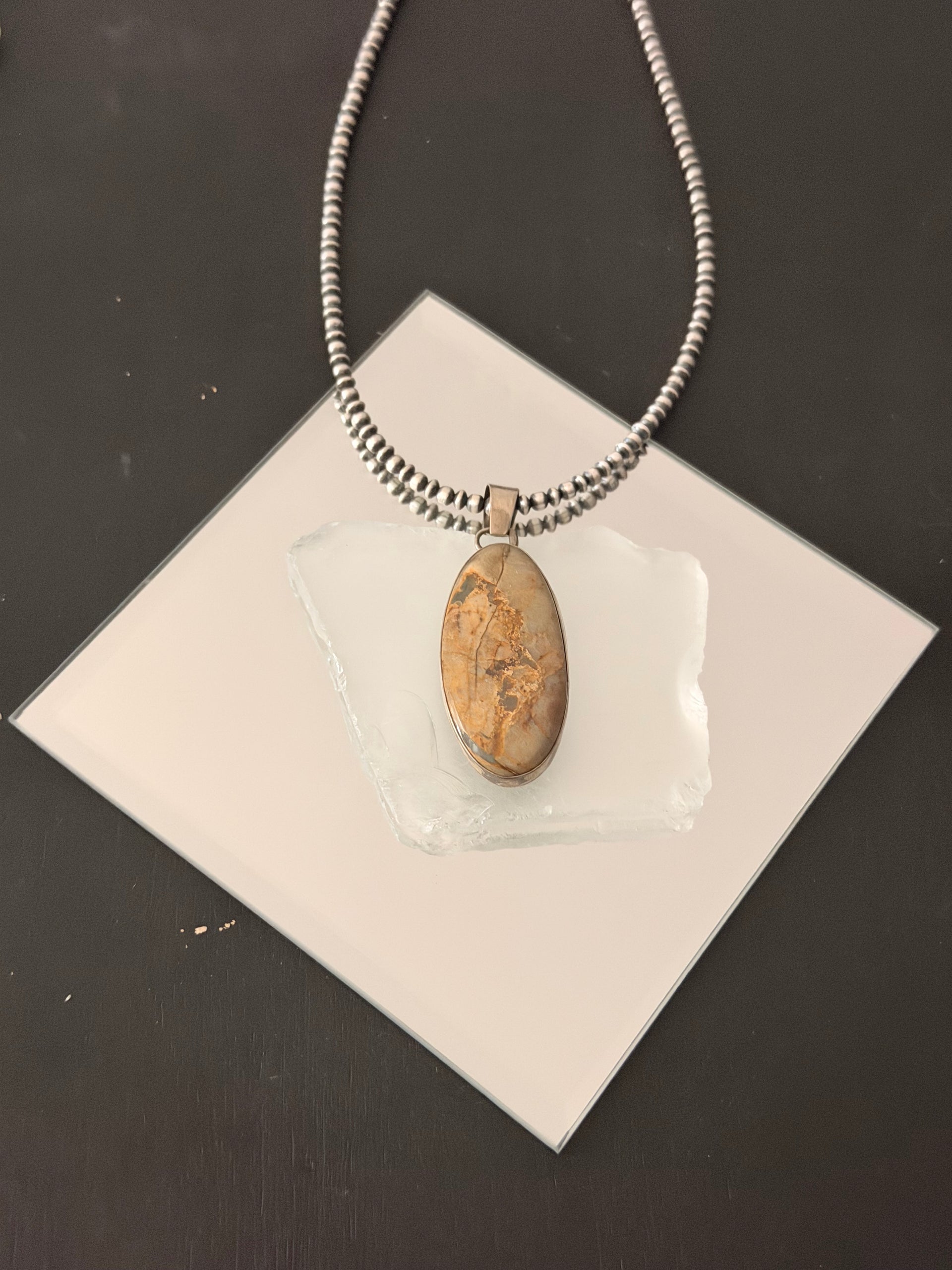 Navajo Made Boulder Turquoise & Sterling Silver Pendant