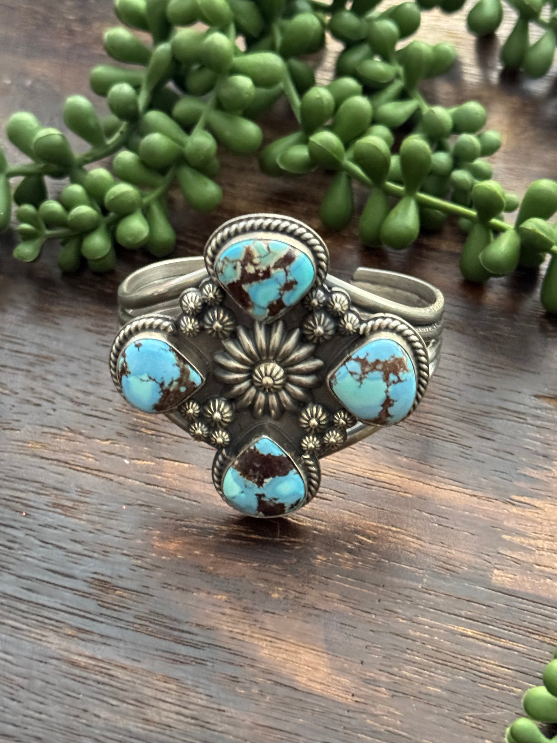 Gilbert Platero Golden Hills Turquoise & Sterling Silver Cuff Bracelet