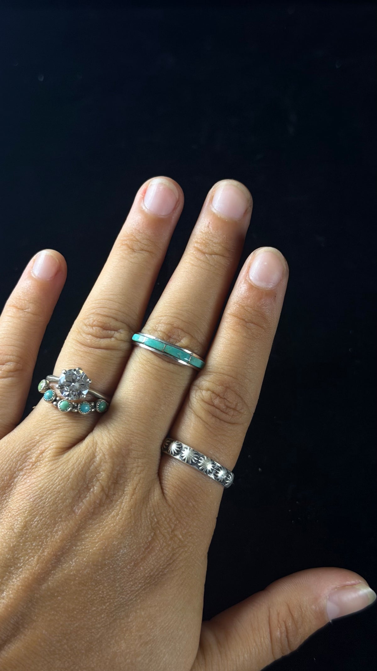 Jamie Johnson Kingman Turquoise  & Sterling Silver Inlay Band Ring