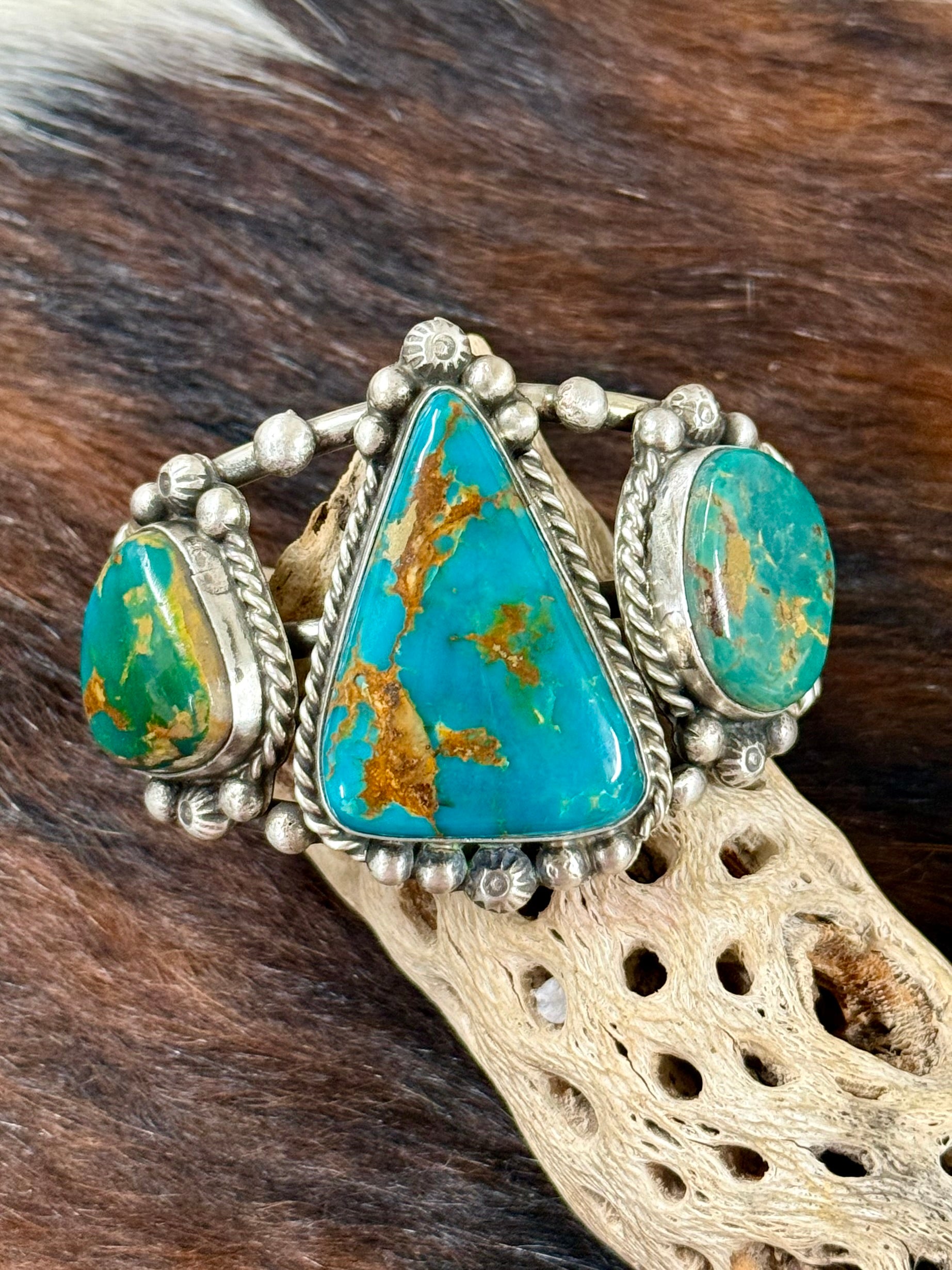 Augustine Largo Royston Turquoise & Sterling Silver Cuff Bracelet
