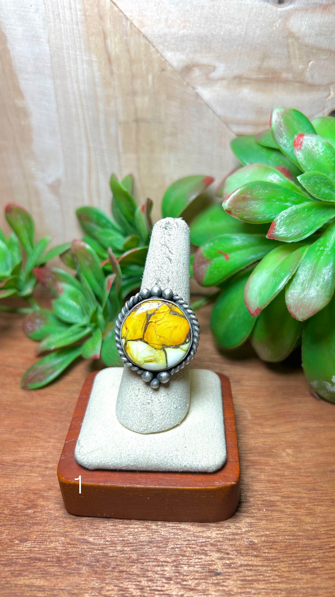 Zachariah David Honey Dahlia & Sterling Silver Adjustable Ring