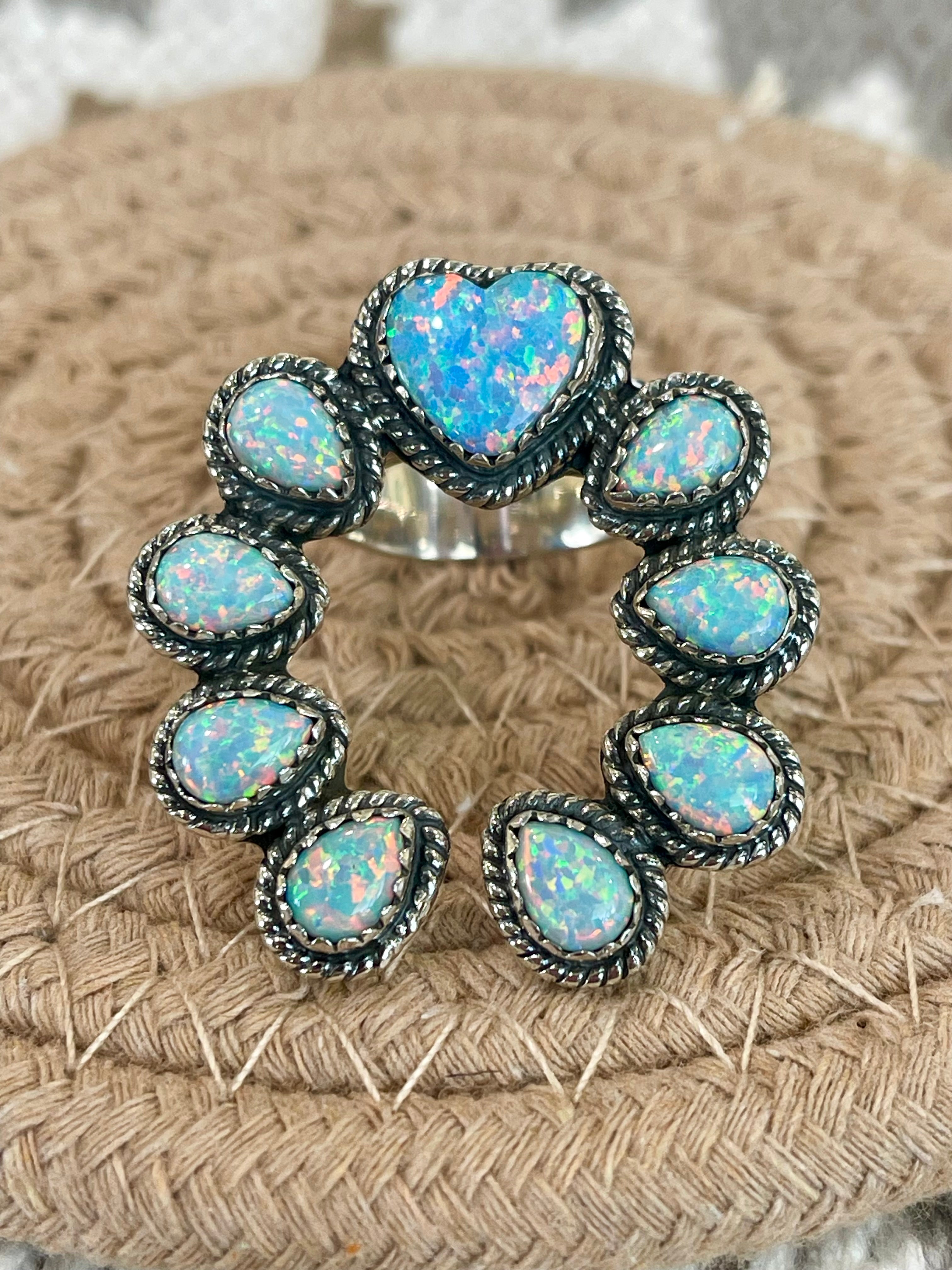 Southwest Handmade Opal & Sterling Silver Adjustable Naja Ring