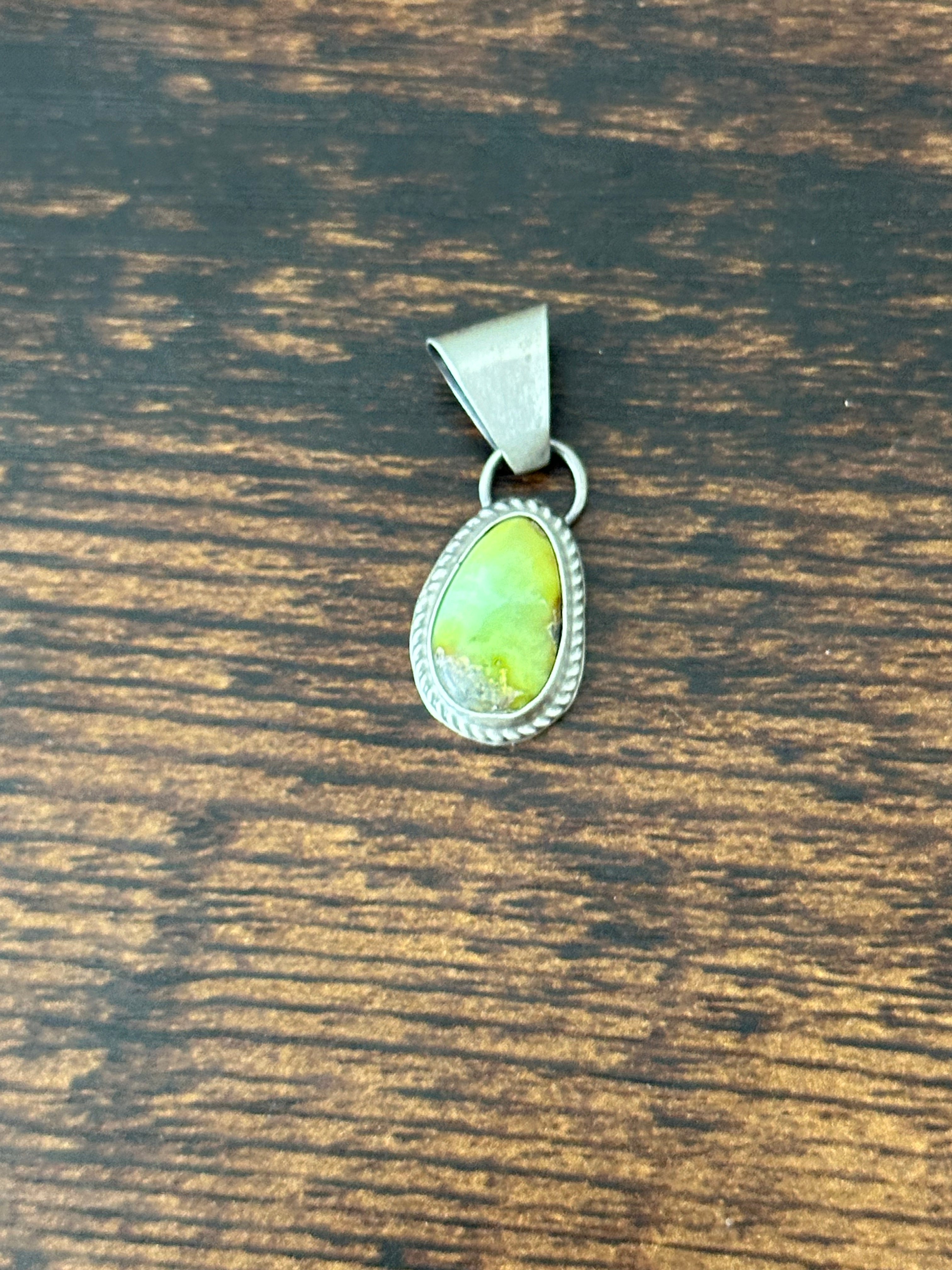 Navajo Palomino Variscite & Sterling Silver Pendant