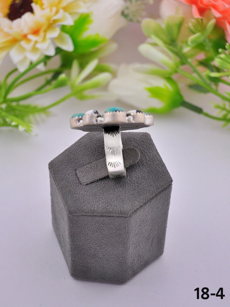 Southwest Made Multi Stone & Sterling Sliver Cluster Adjustable Ring