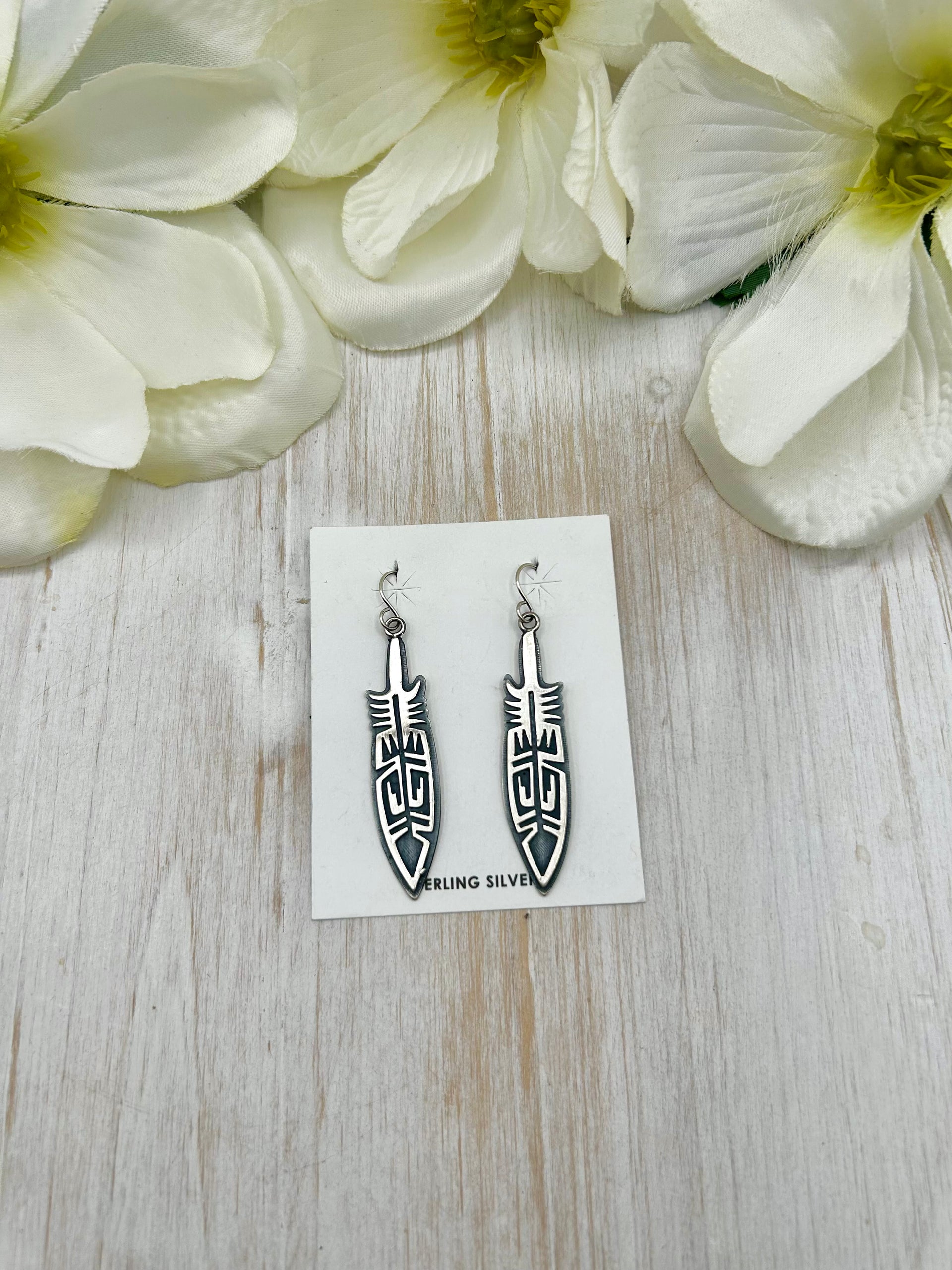 Navajo Made Sterling Silver Hook Earrings