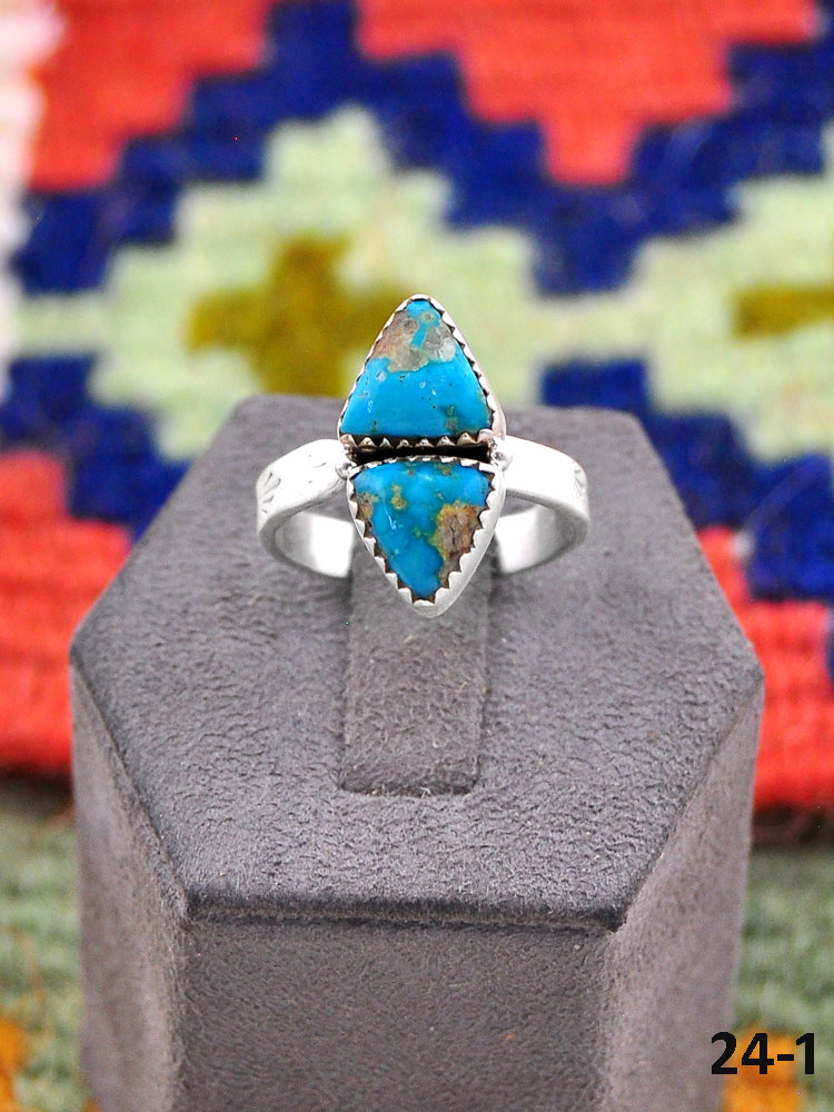 Southwest Made South Hill Turquoise  & Sterling Silver Adjustable Ring