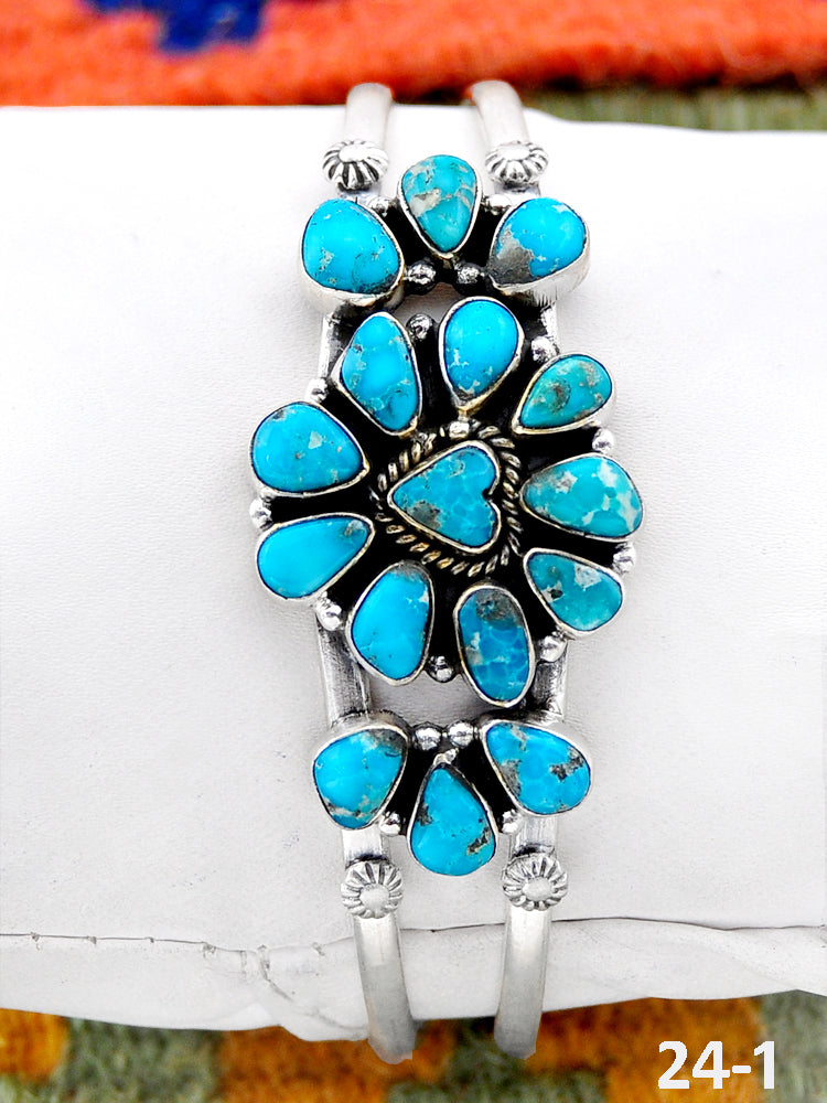 Southwest Handmade White Water Turquoise & Sterling Silver Cuff Bracelet