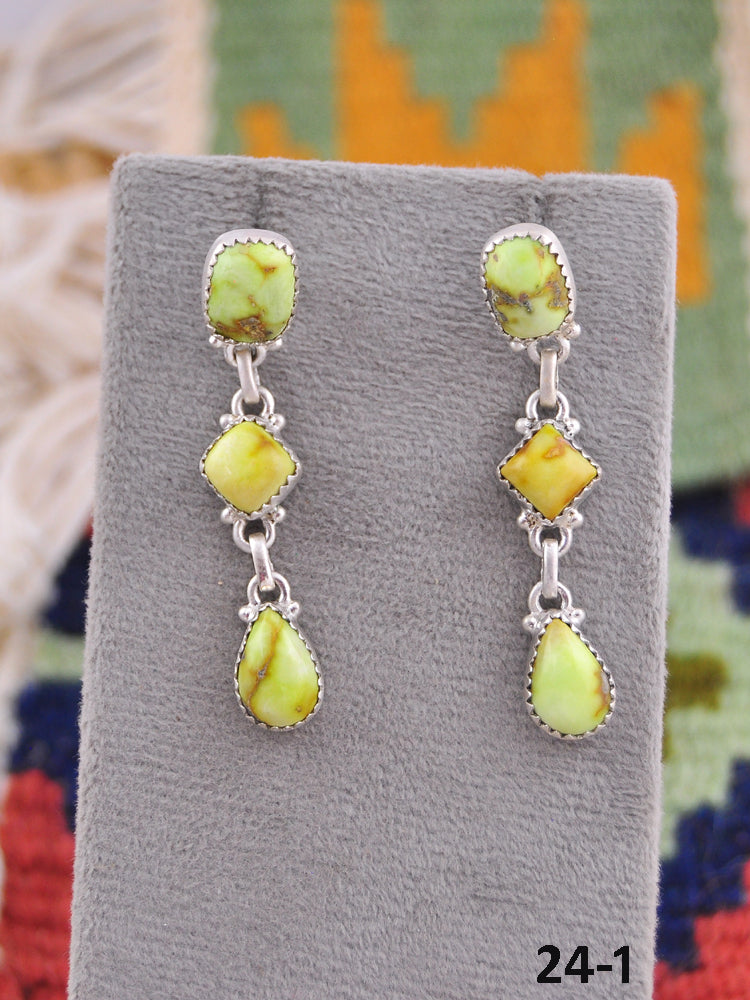 Southwest Made Palomino & Sterling Silver Post Dangle Earrings