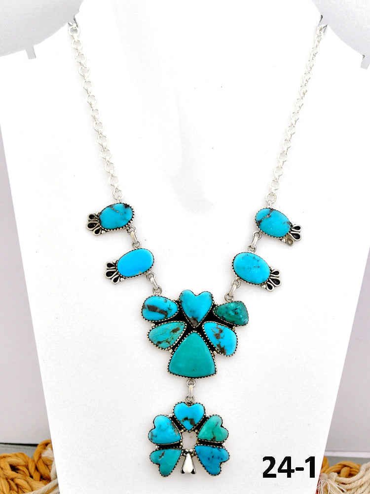 Southwest Made Campitos Turquoise & Sterling Silver Necklace