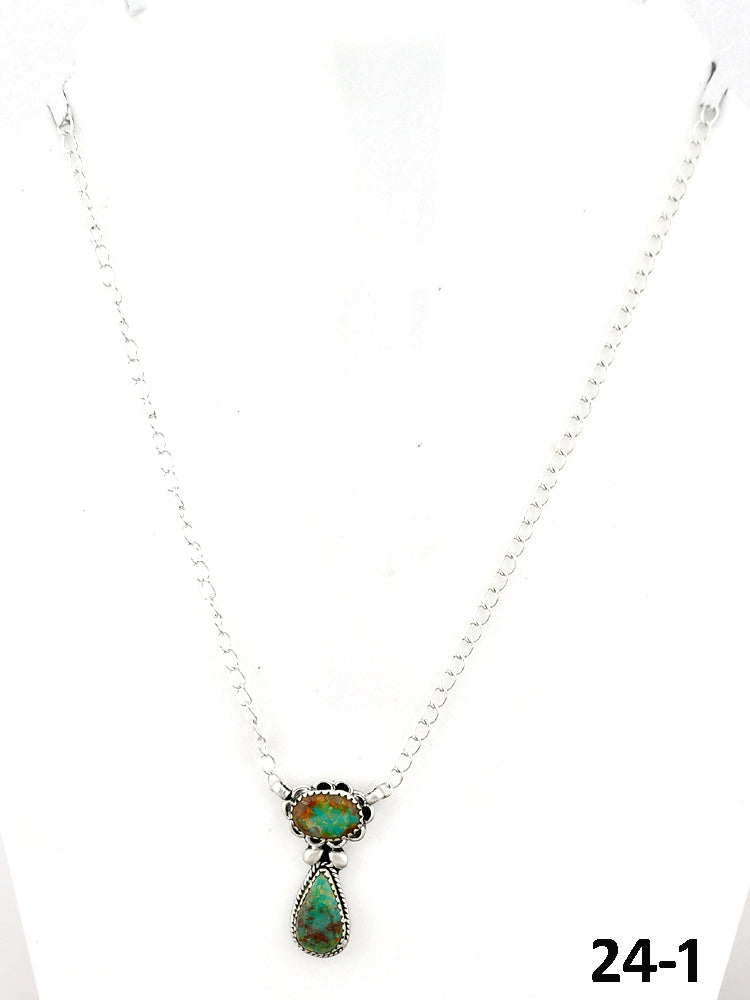 Southwest Made Red Skin Turquoise & Sterling Silver Necklace