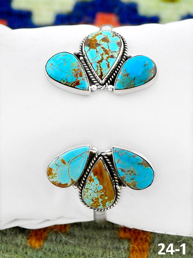 Southwest Handmade #8 Turquoise & Sterling Silver Cuff Bracelet