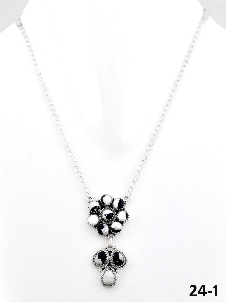 Southwest Made White Buffalo Turquoise & Sterling Silver Necklace