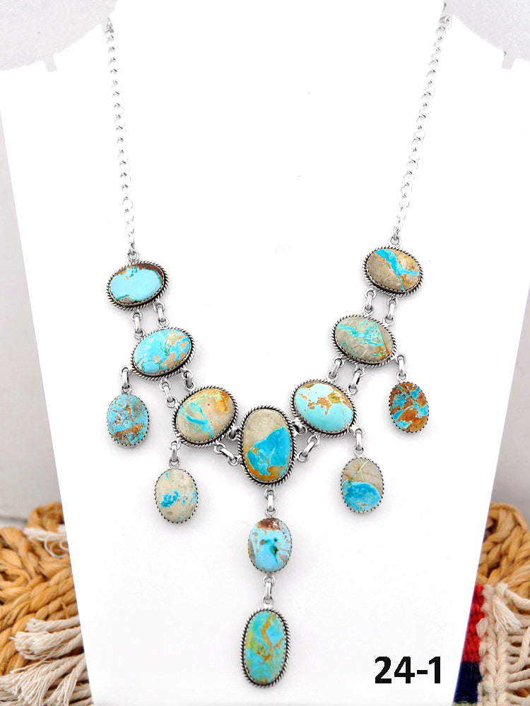 Southwest Handmade Ribbon Royston & Sterling Silver Necklace